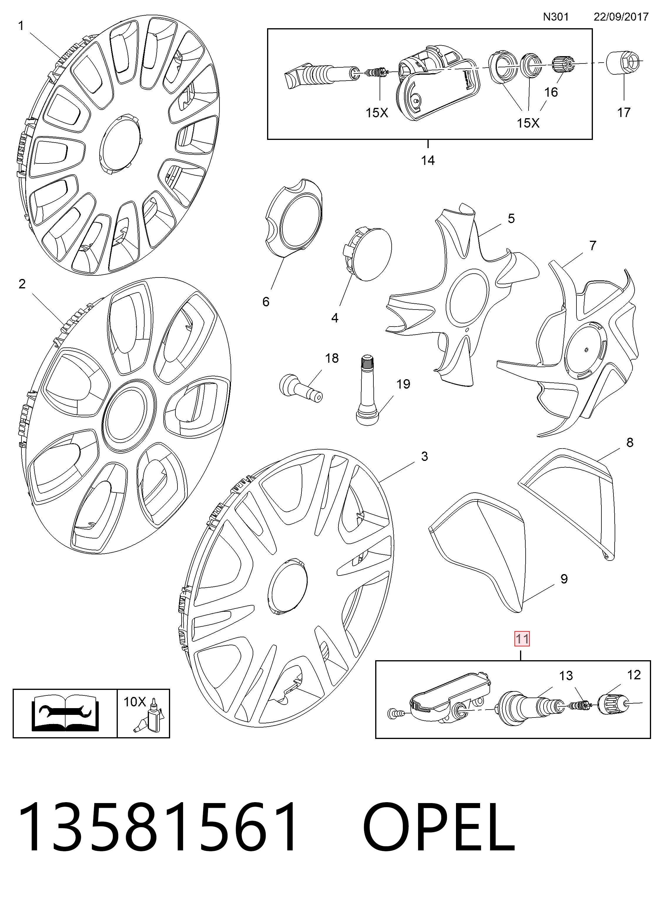 13581561 Opel Манометр воздушный