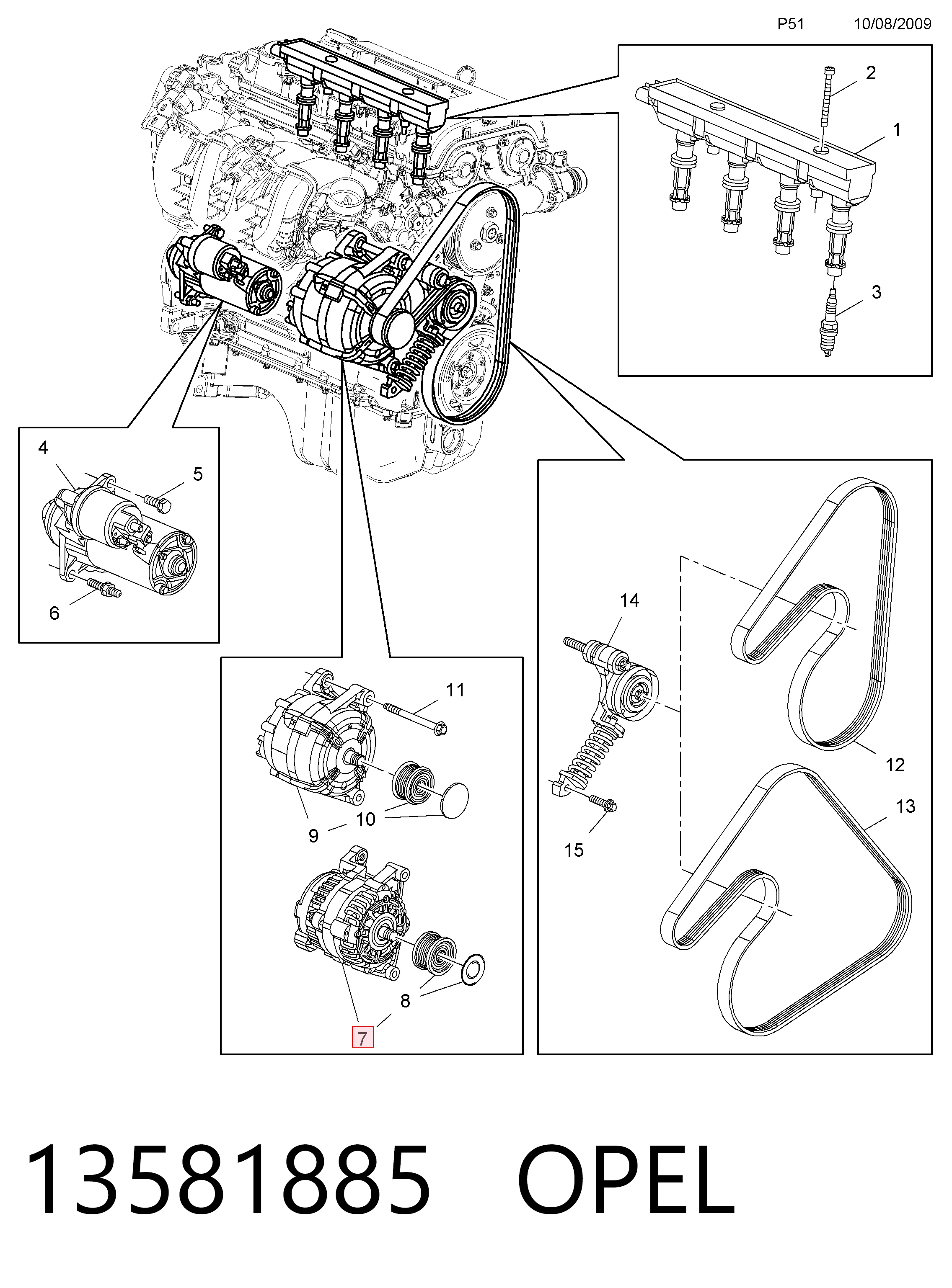 13581885 Opel Генератор автомобильный