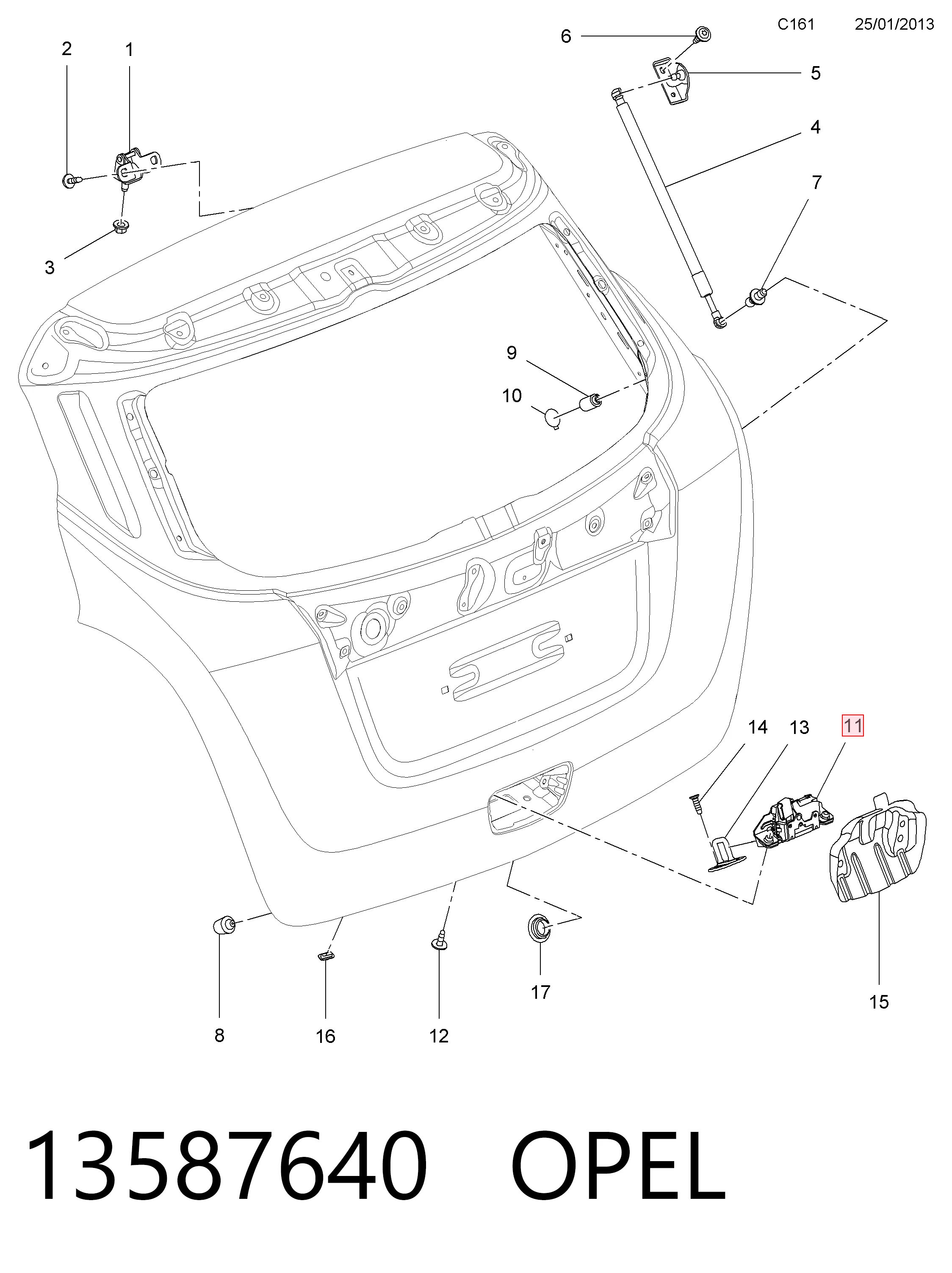 13587640 Opel Замок пятой двери