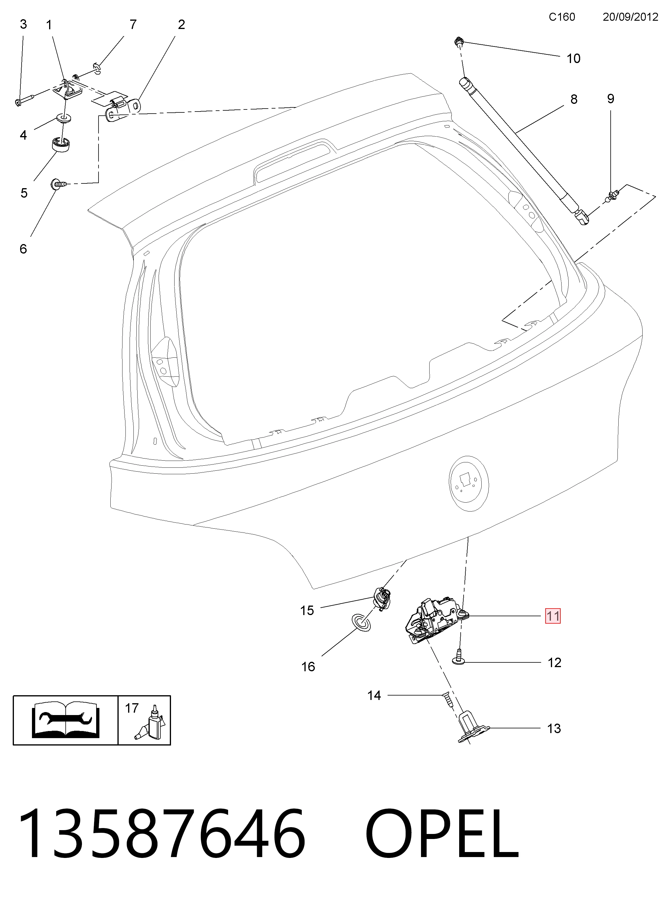 13587646 Opel Замок пятой двери