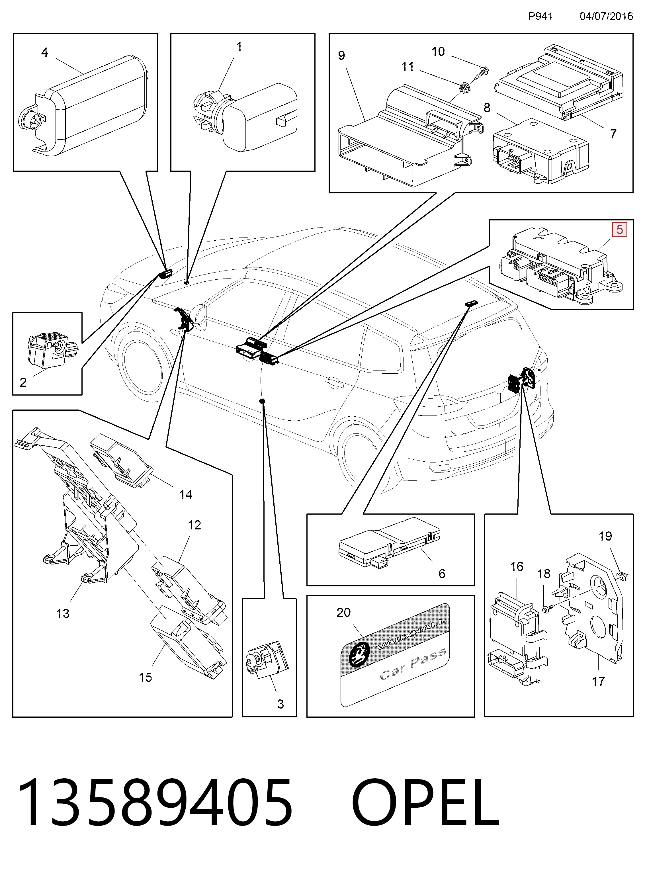 13595562 Peugeot/Citroen Блок управления airbag