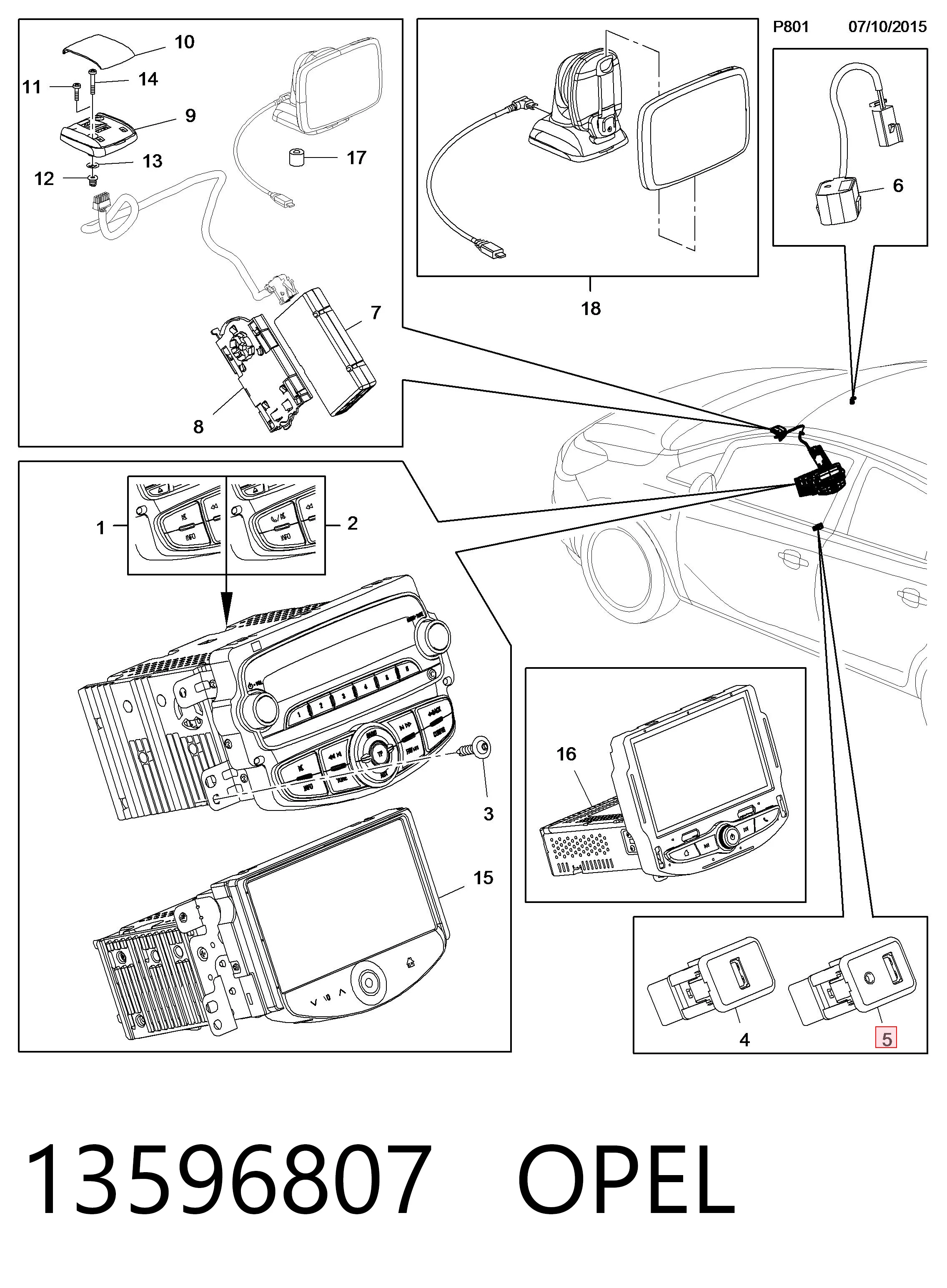 13596807 Opel USB-разветвитель