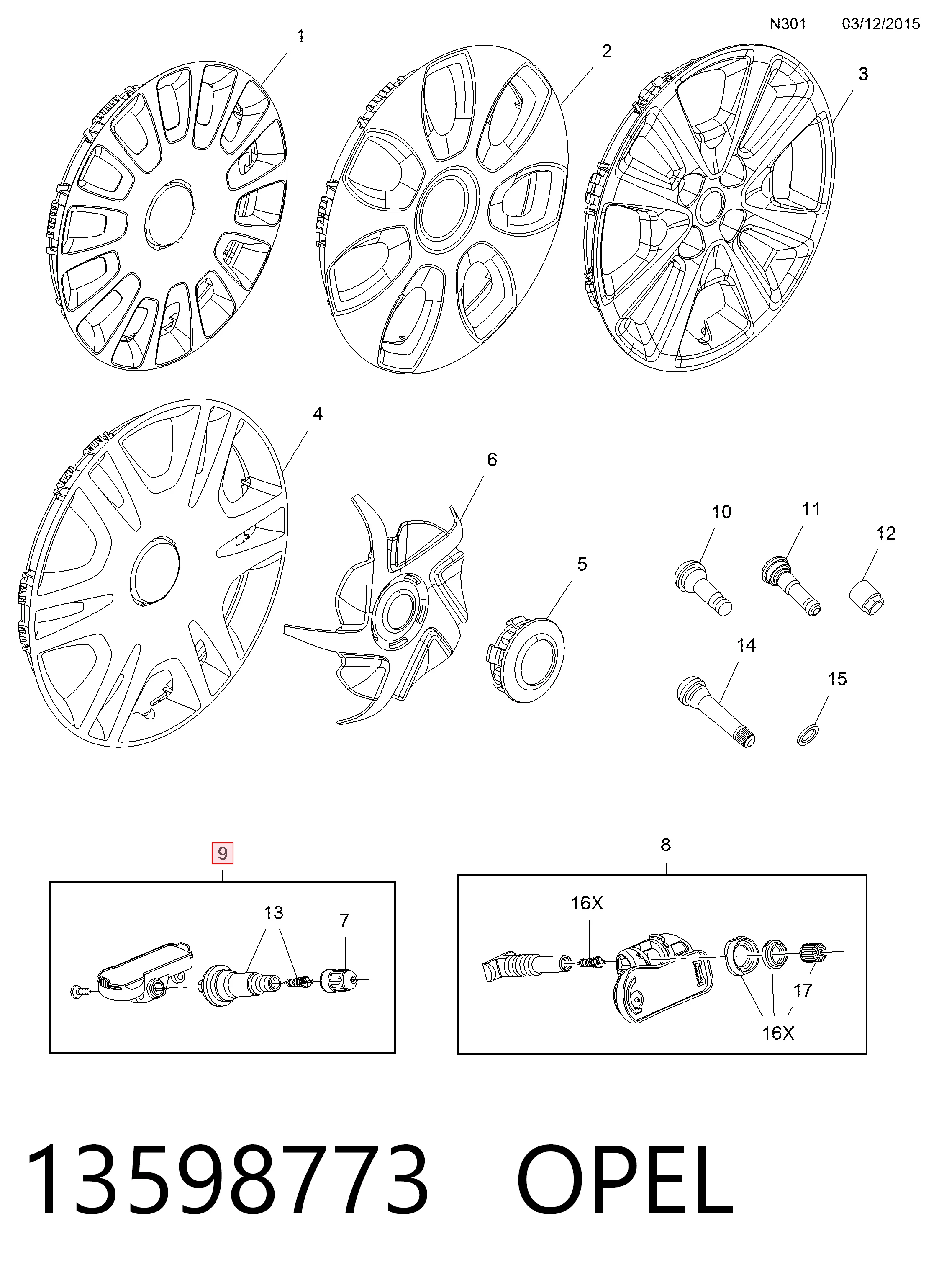 13598773 Opel Манометр воздушный