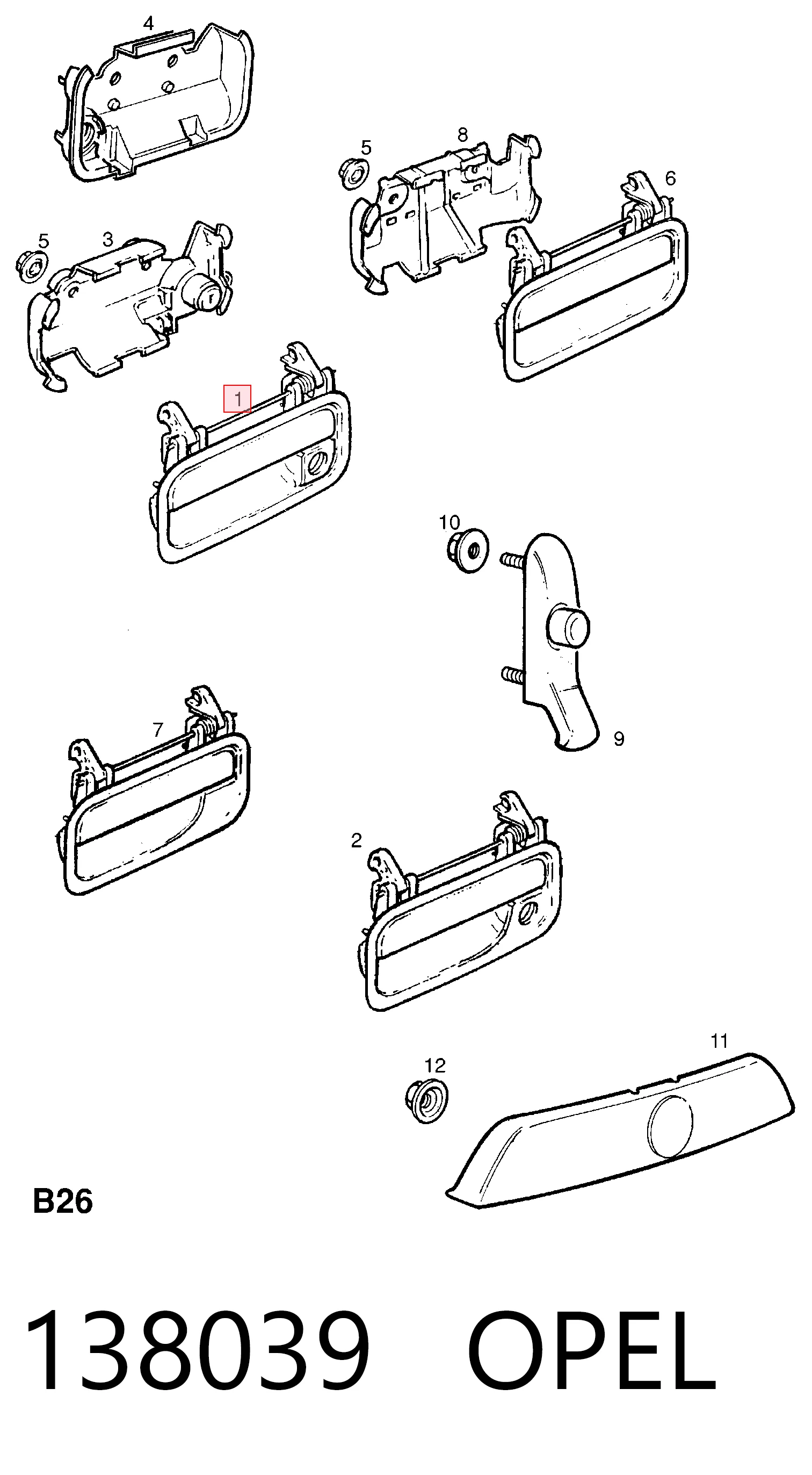 Ручка двери передней наружная правая General Motors 90434959
