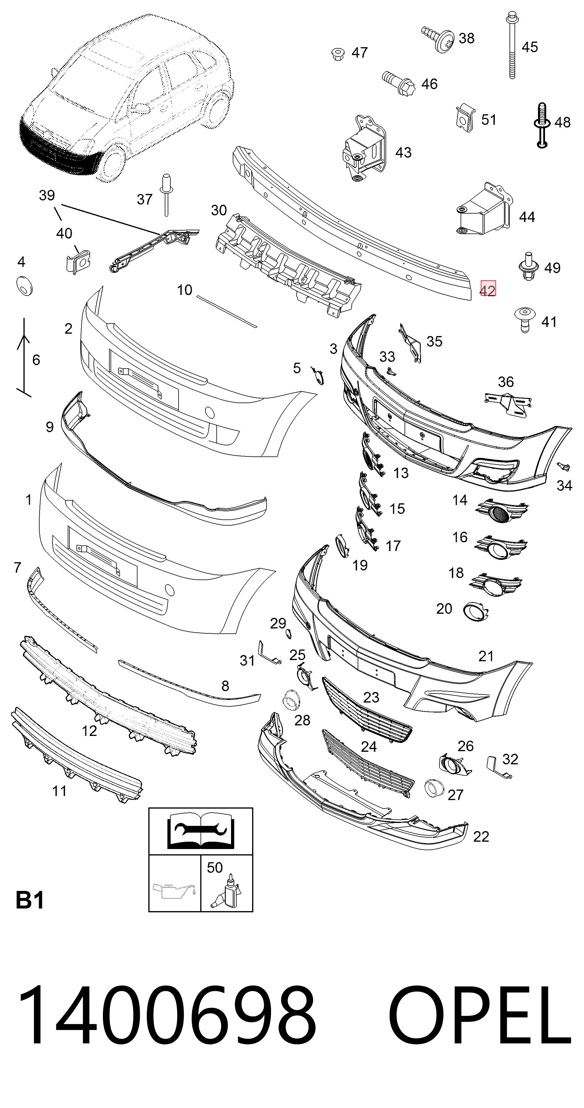 93368357 General Motors Балка бампера переднего