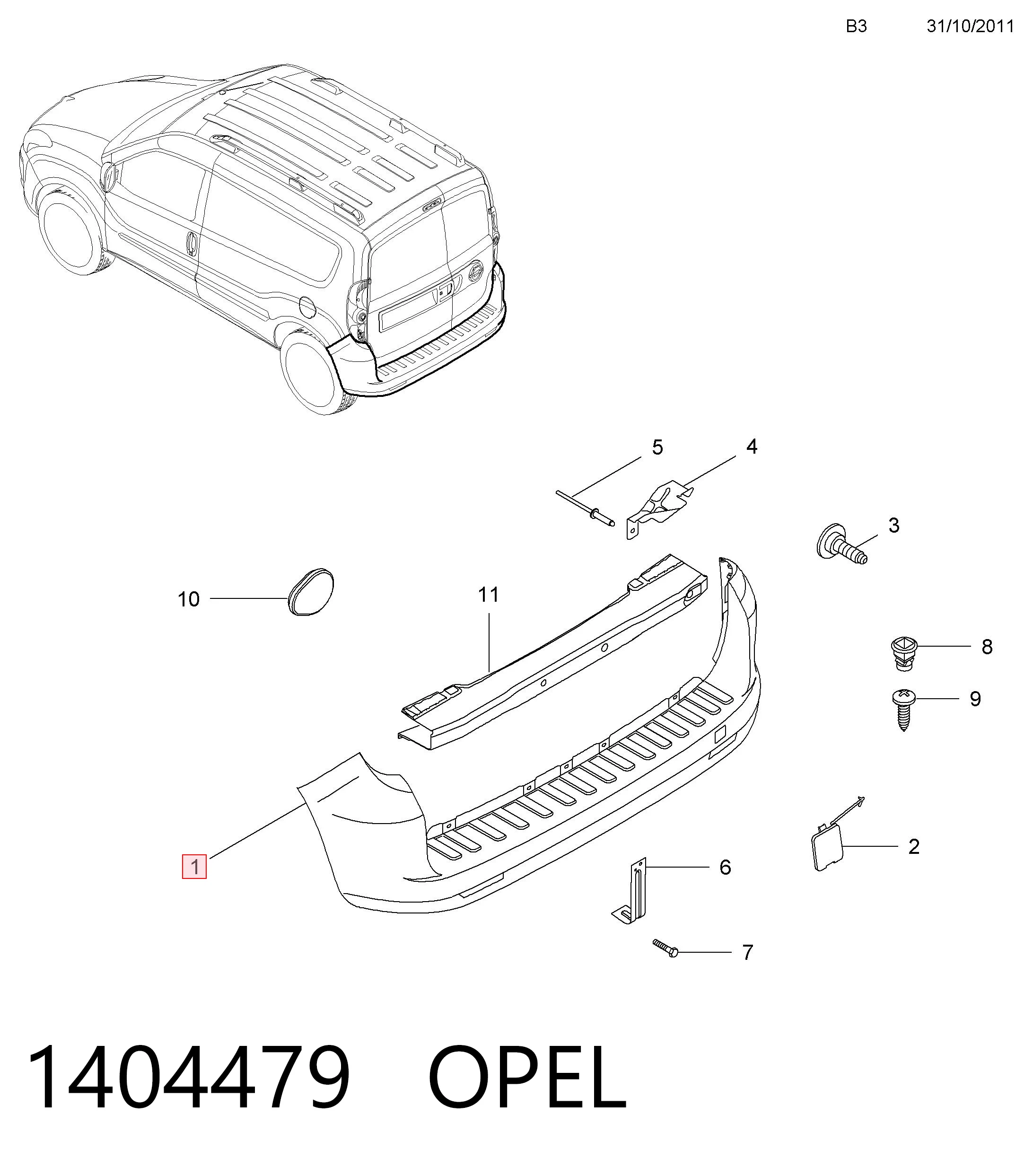 95513286 General Motors Задний бампер