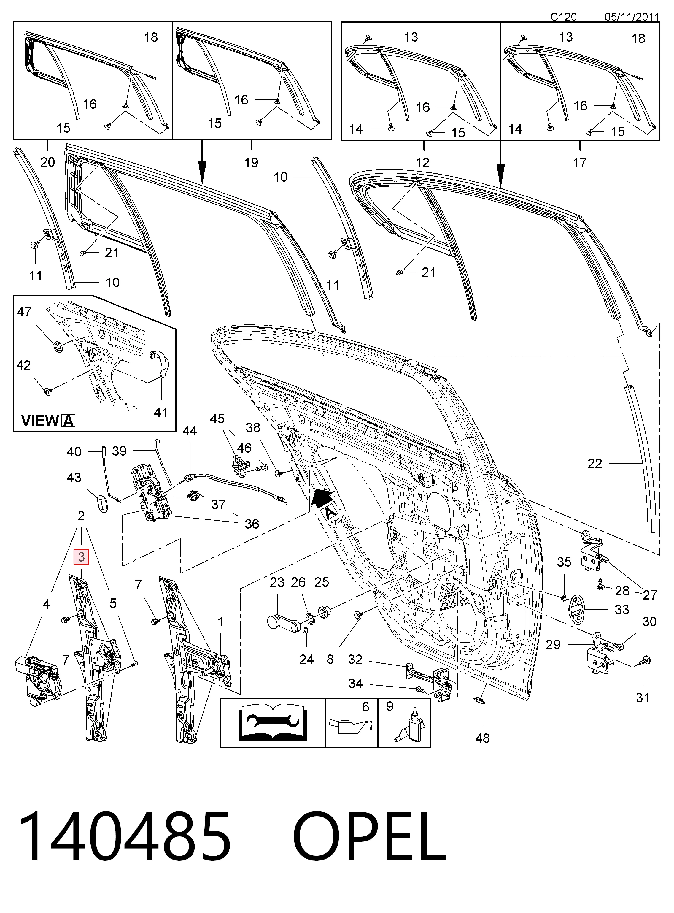 Механизм стеклоподъемника двери задней левой 13290263 General Motors