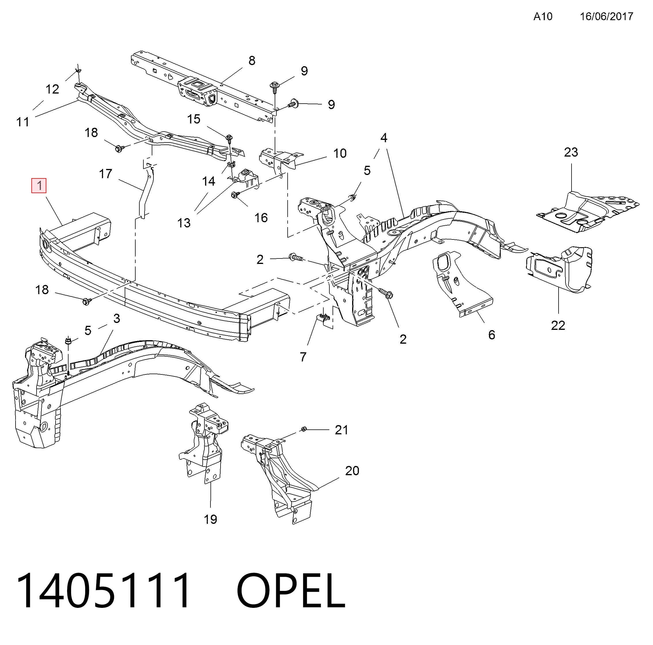 Шина бампера переднего Opel Zafira C минивэн (P12) (2011 - 2019) цена, от 180.01 USD