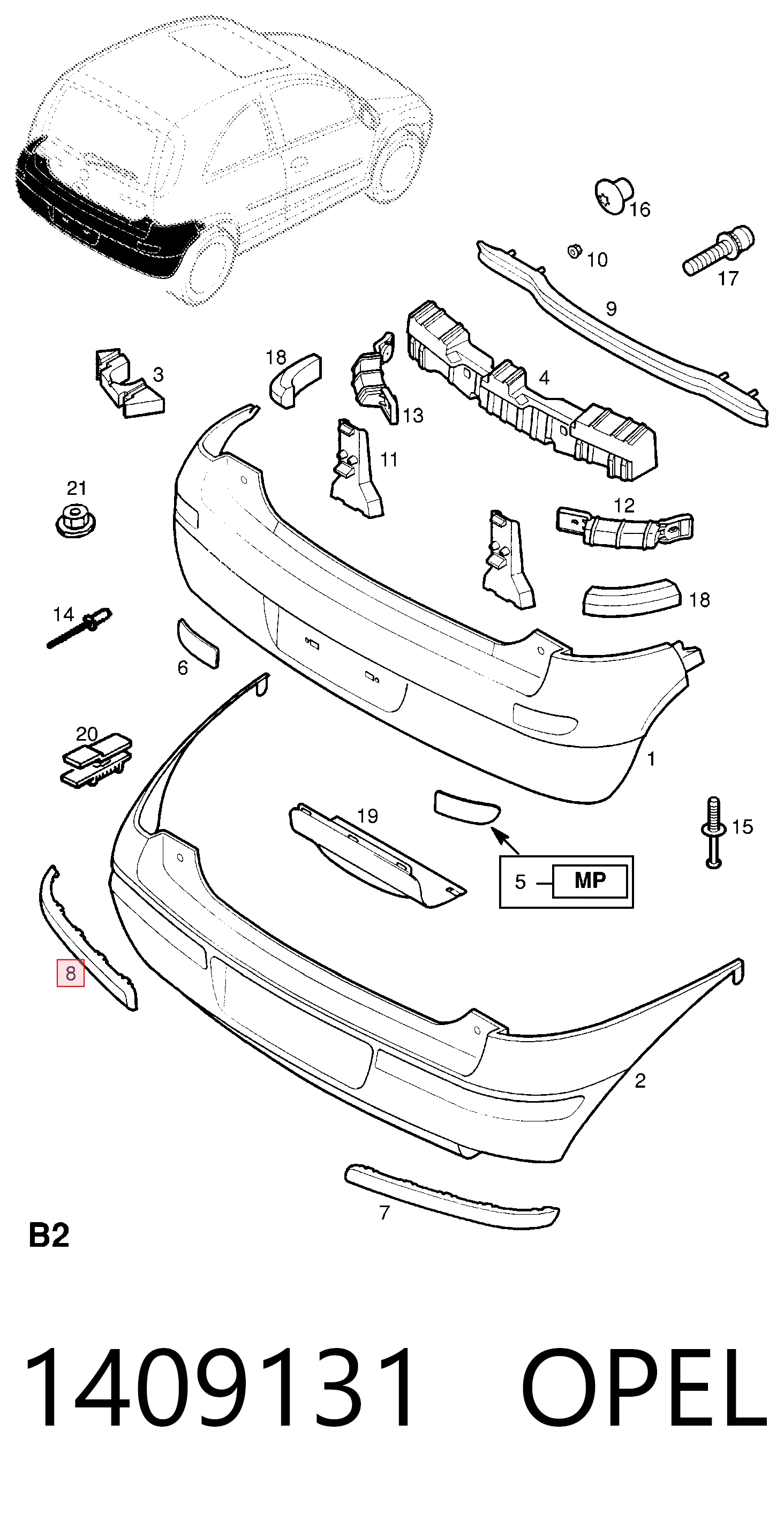 Направляющая переднего бампера левая Polcar 5508077 цена, от 7.33 USD