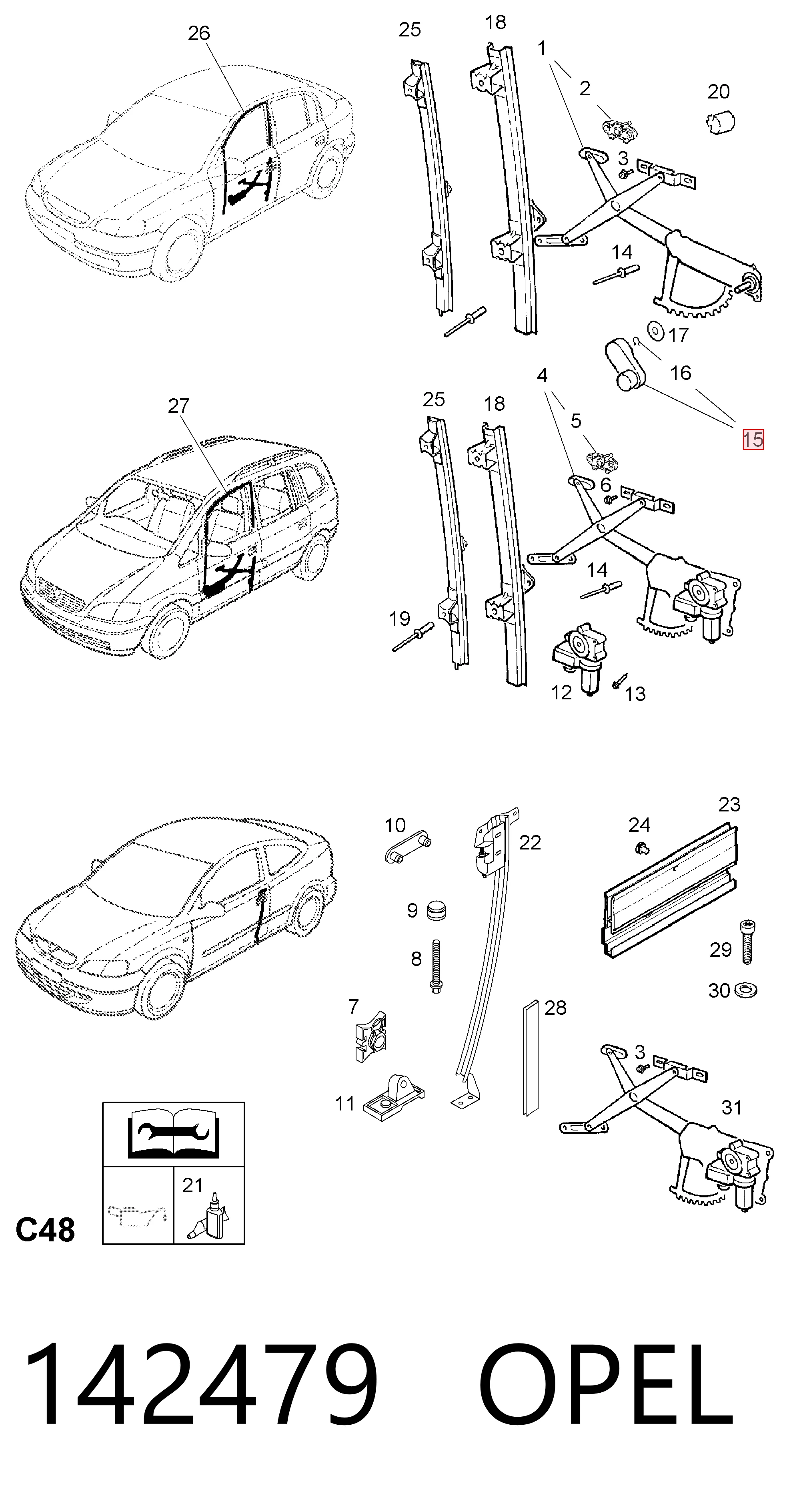90433453 General Motors Ручка стеклоподъемника переднего