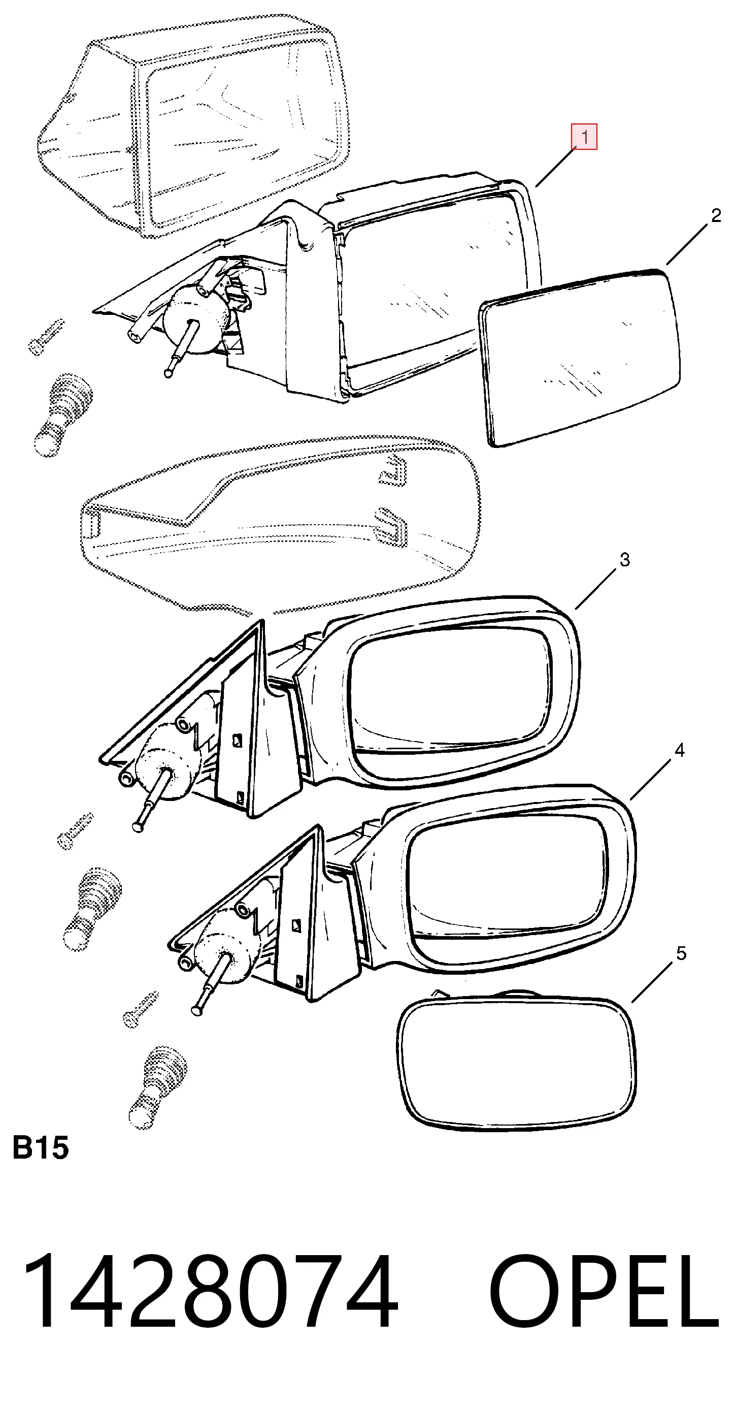 Правое зеркало 90442250 General Motors