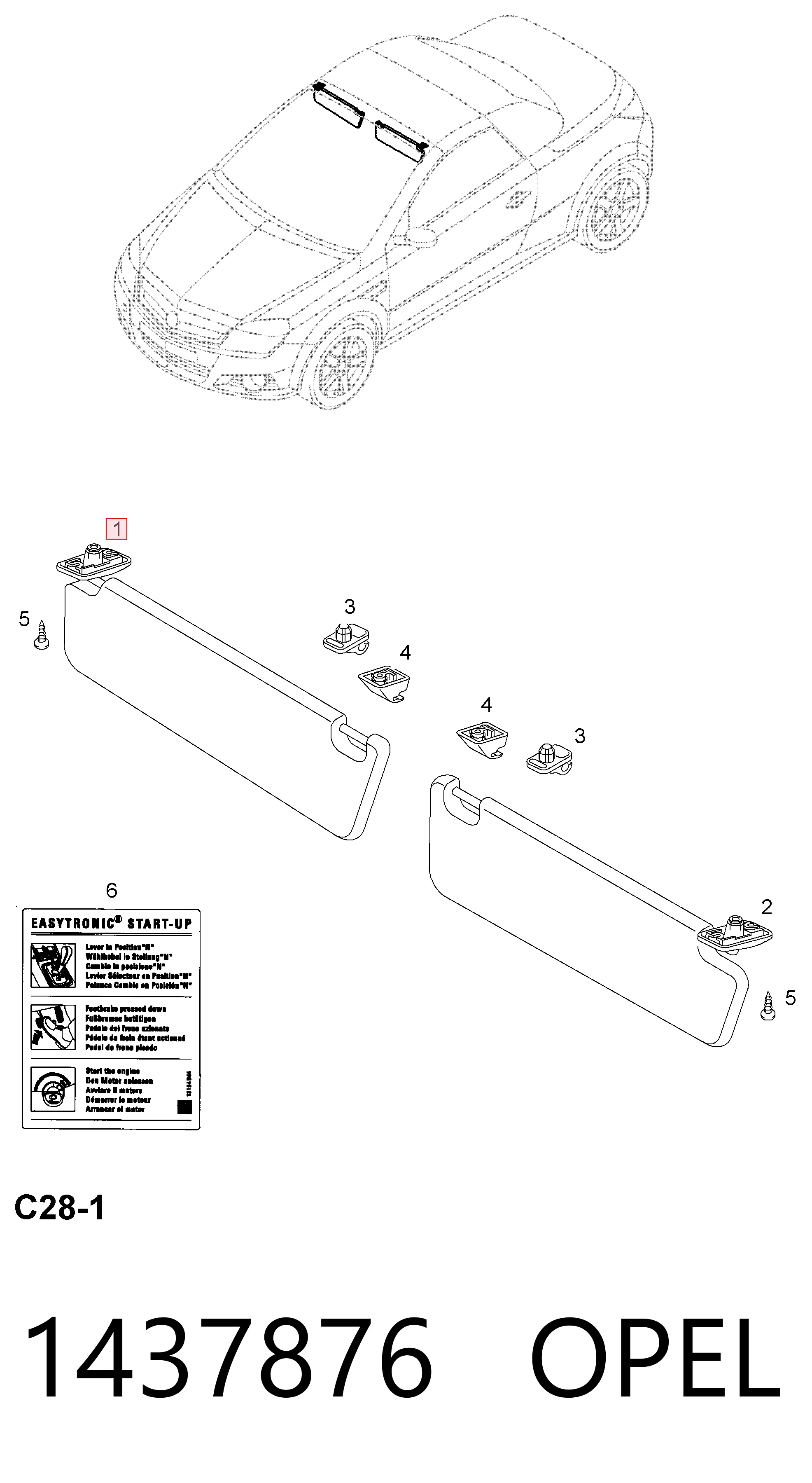 Козырек солнцезащитный Opel Astra L67