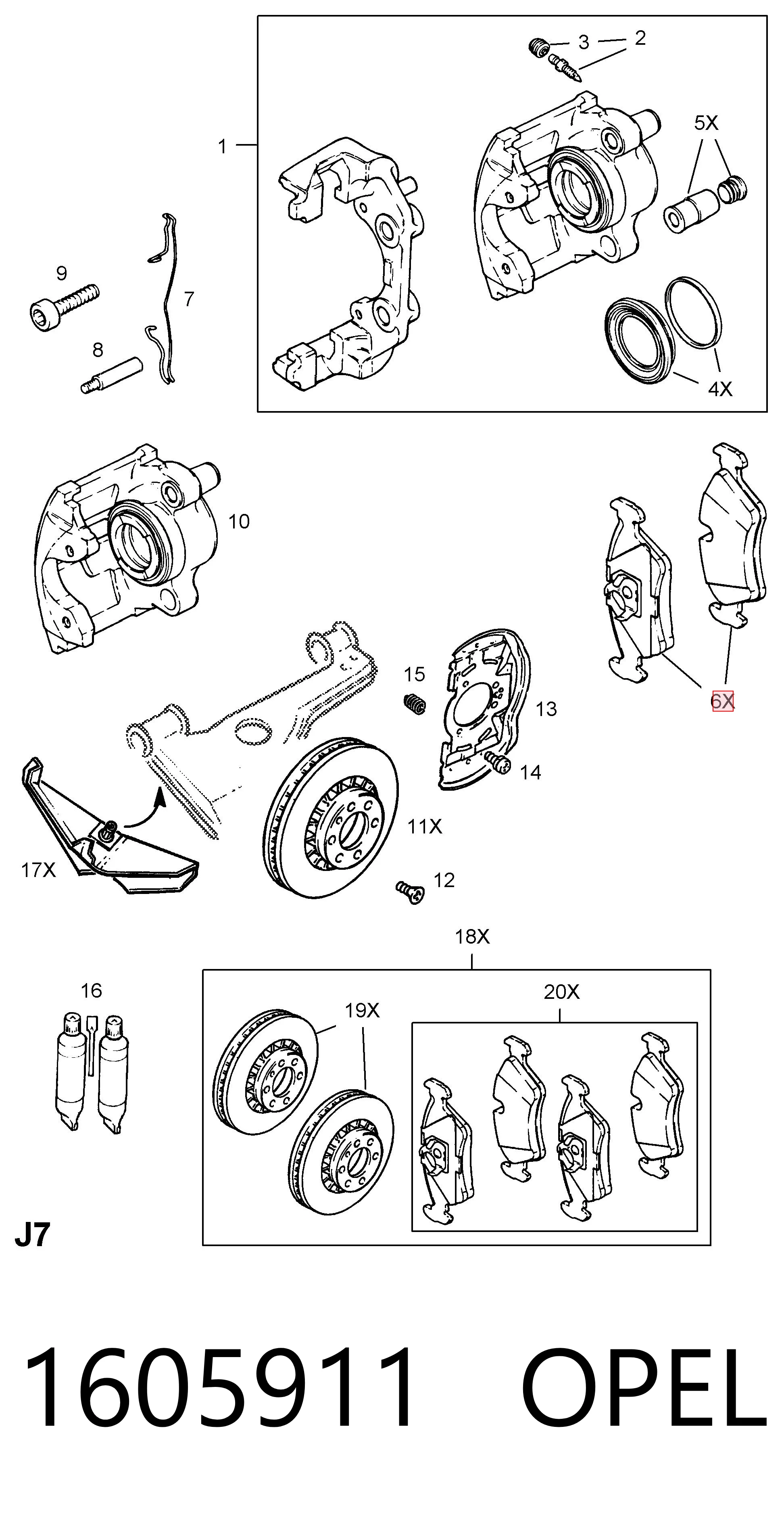 1605911 Opel Колодки передние
