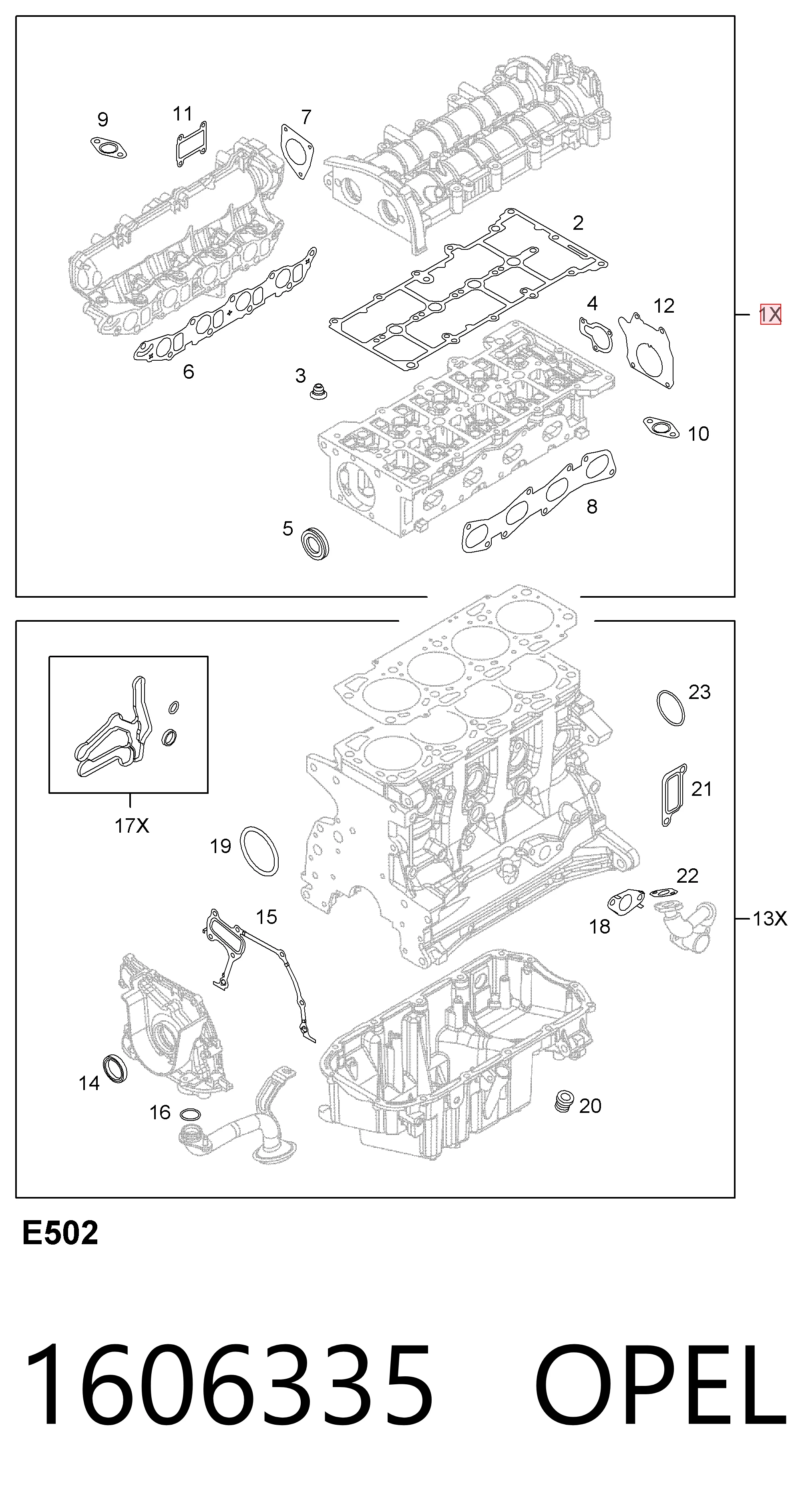 93186198 Peugeot/Citroen Комплект прокладок двигателя верхний