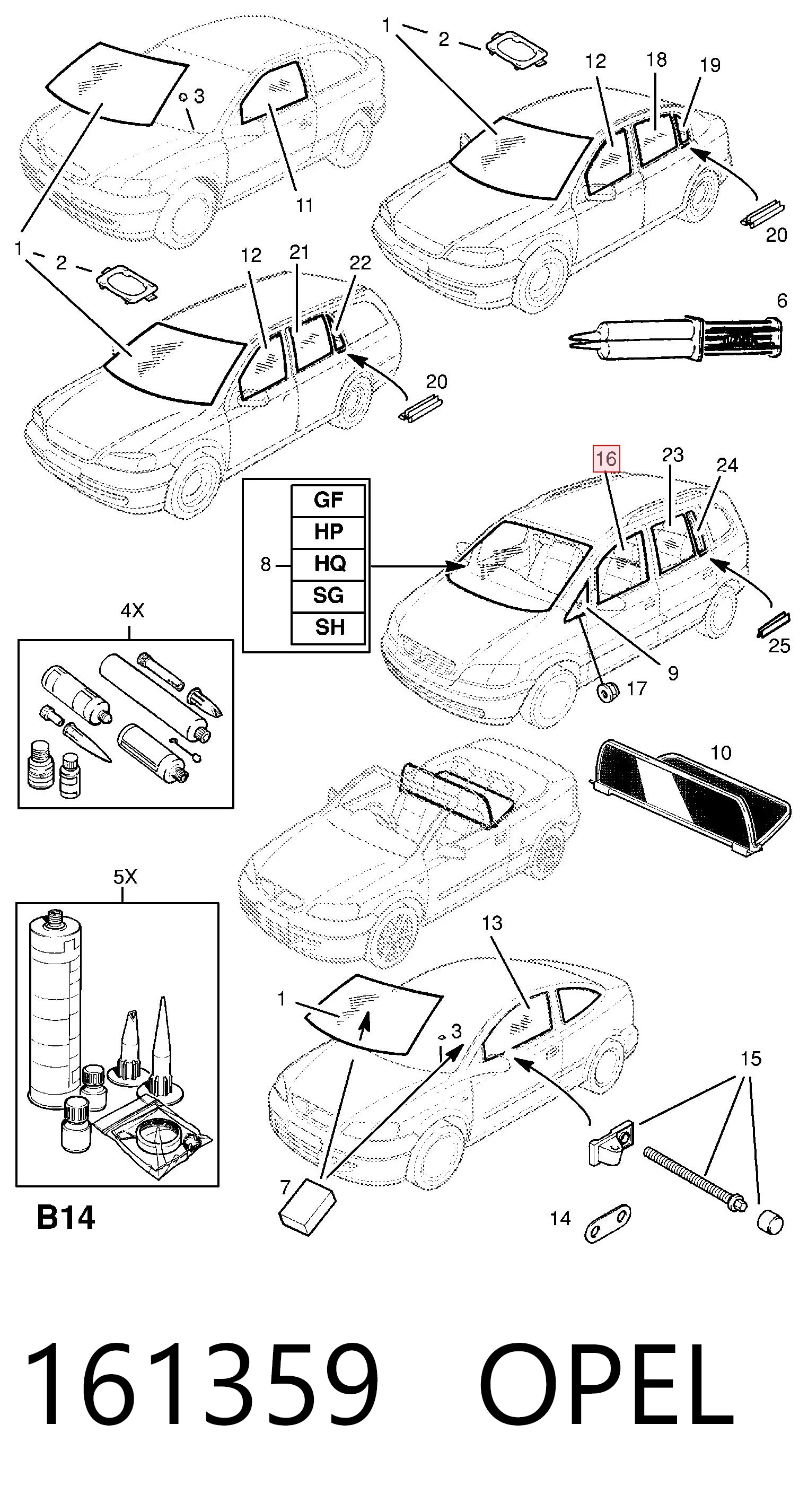 90579659 General Motors Стекло двери передней левой