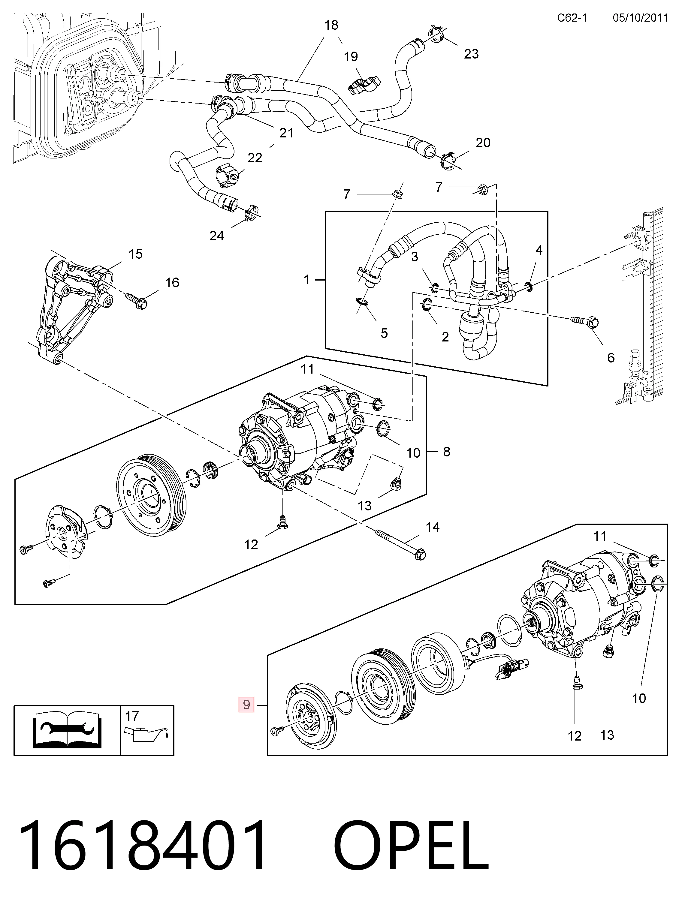 1618401 Opel Компрессор хладагента