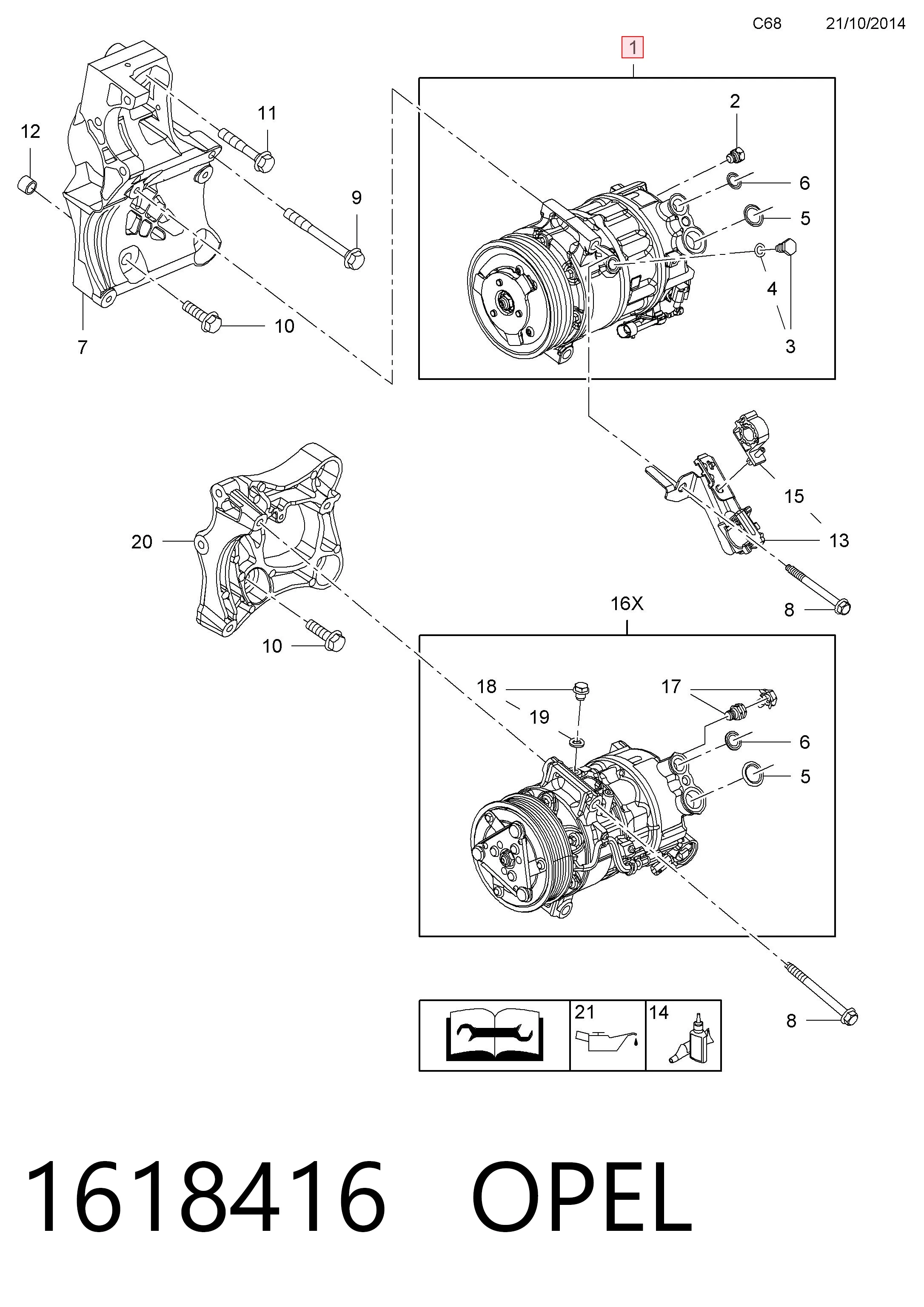 1618416 Opel Компрессор хладагента