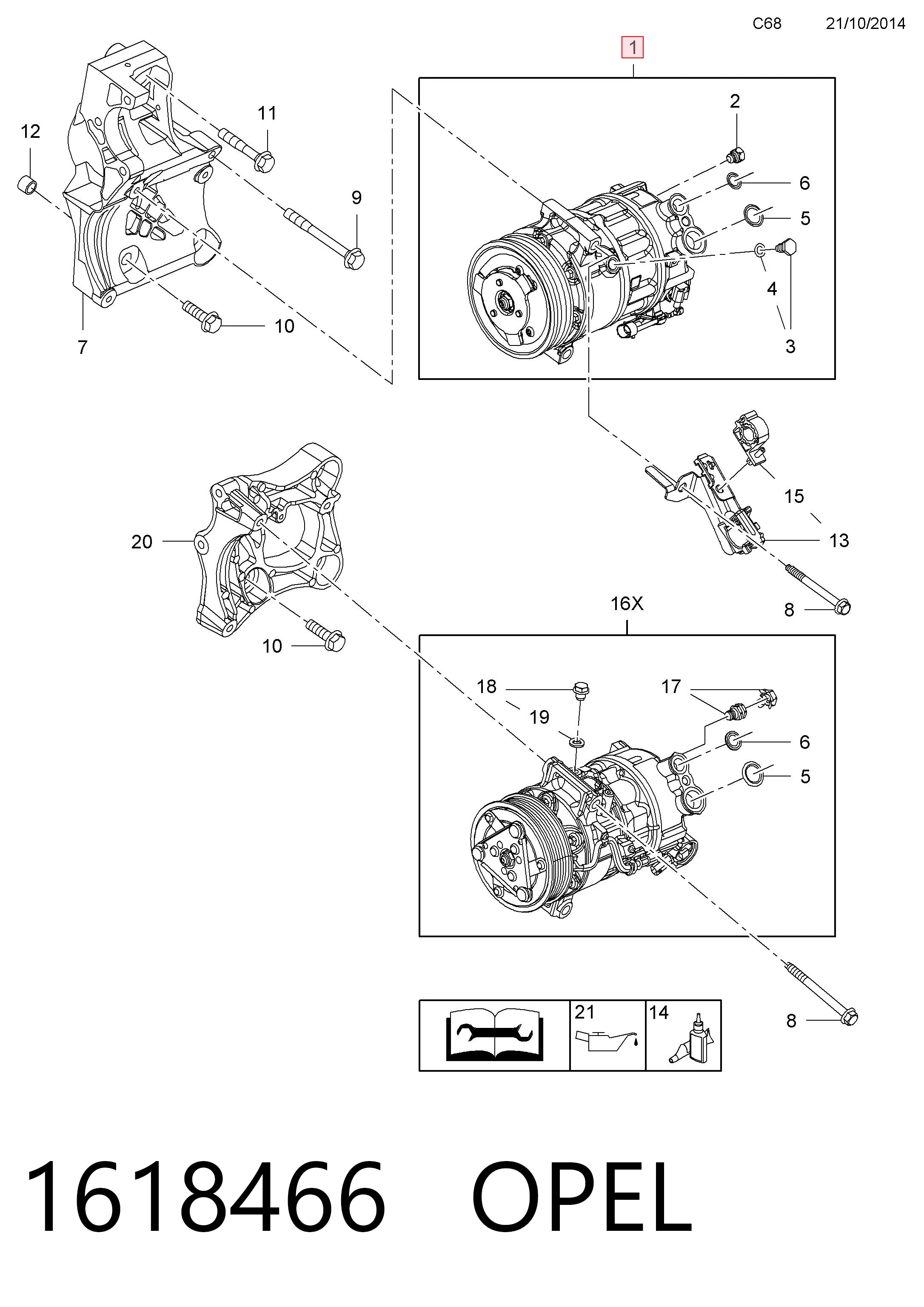 1618466 Opel Компрессор хладагента