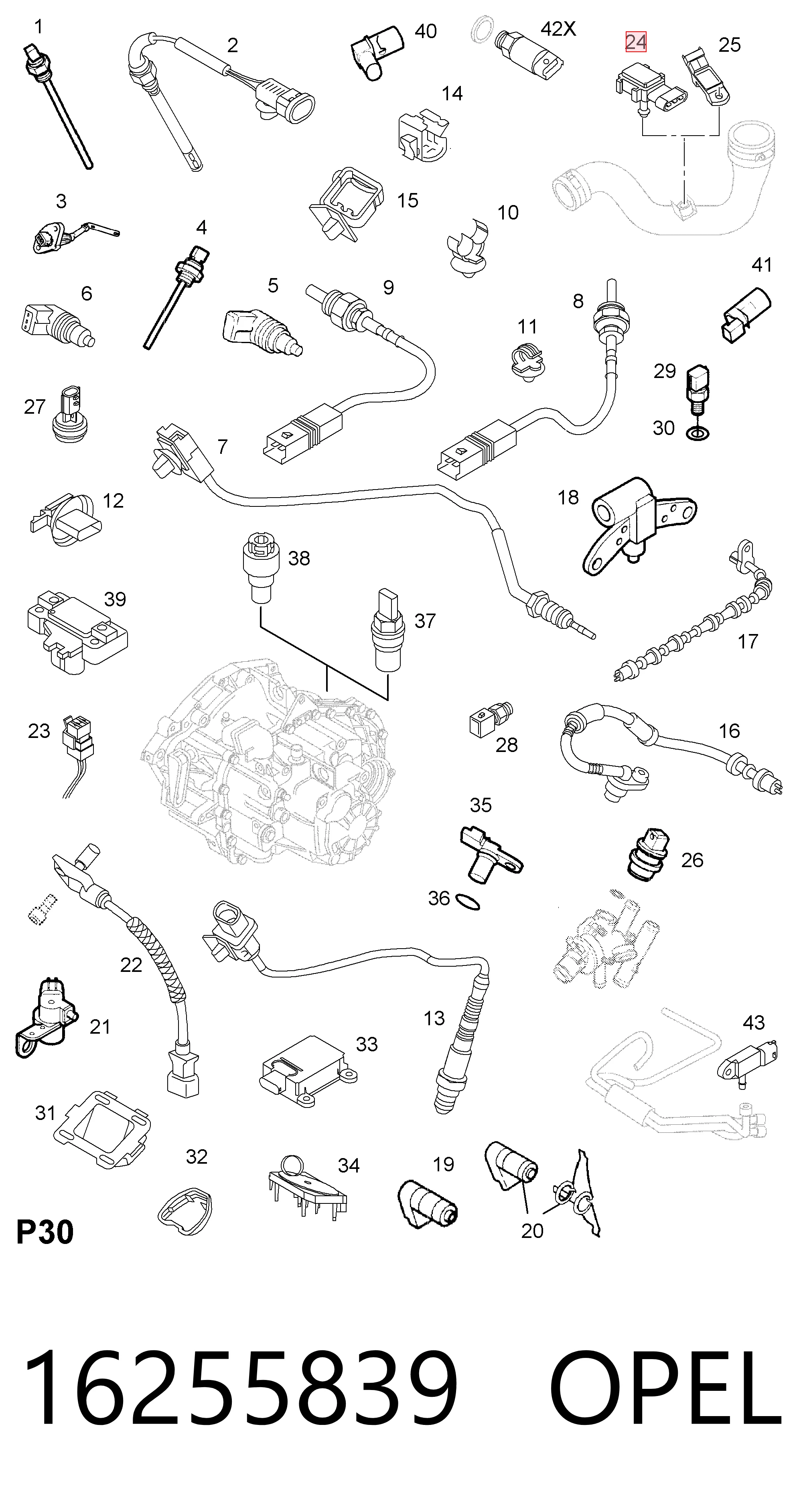16255839 Opel Датчик давления воздуха