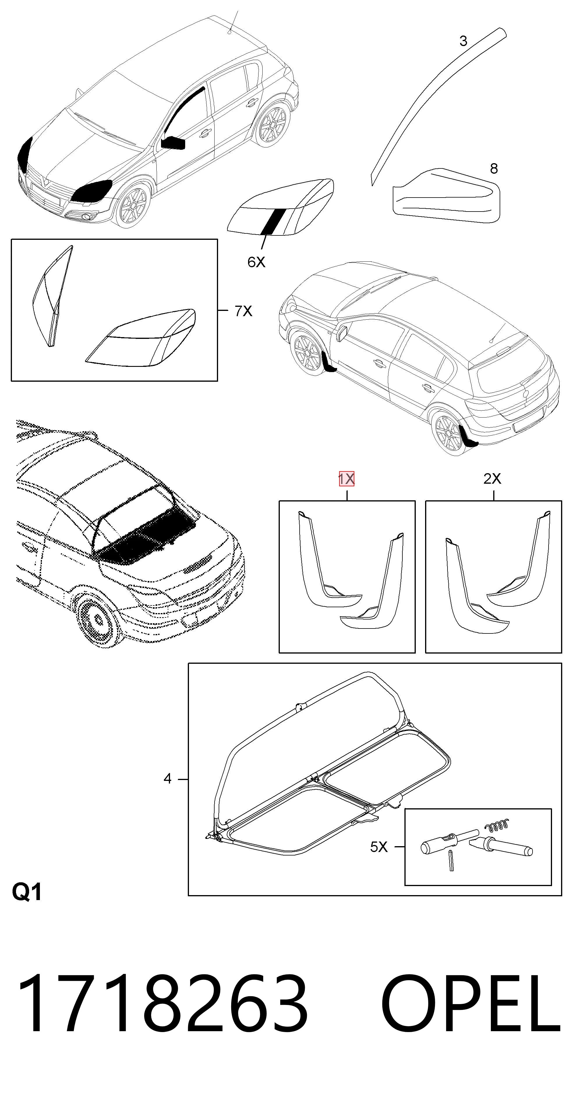 1718263 Opel Комплект передних брызговиков
