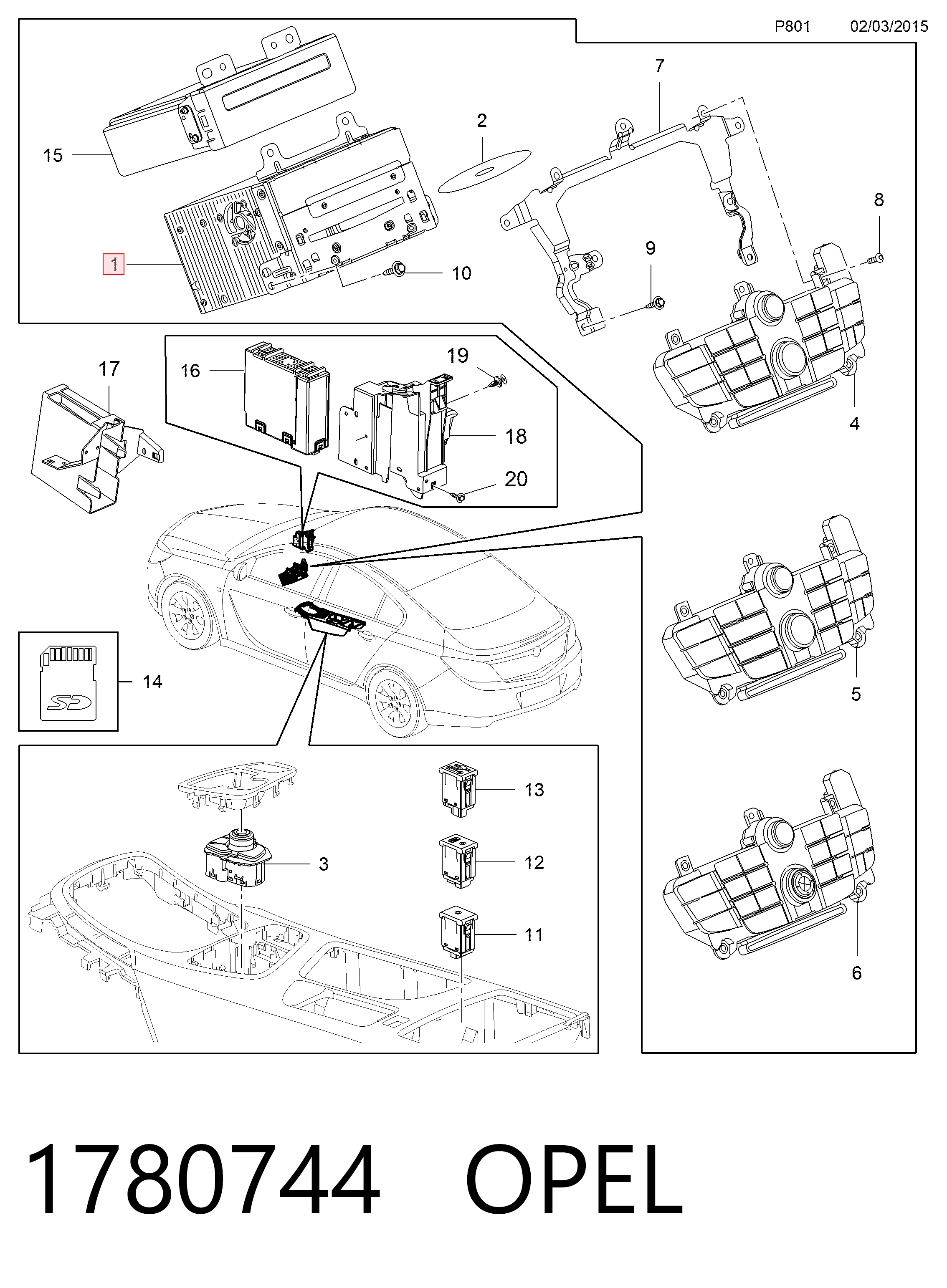 Купить 344831230 Opel Заводская магнитола