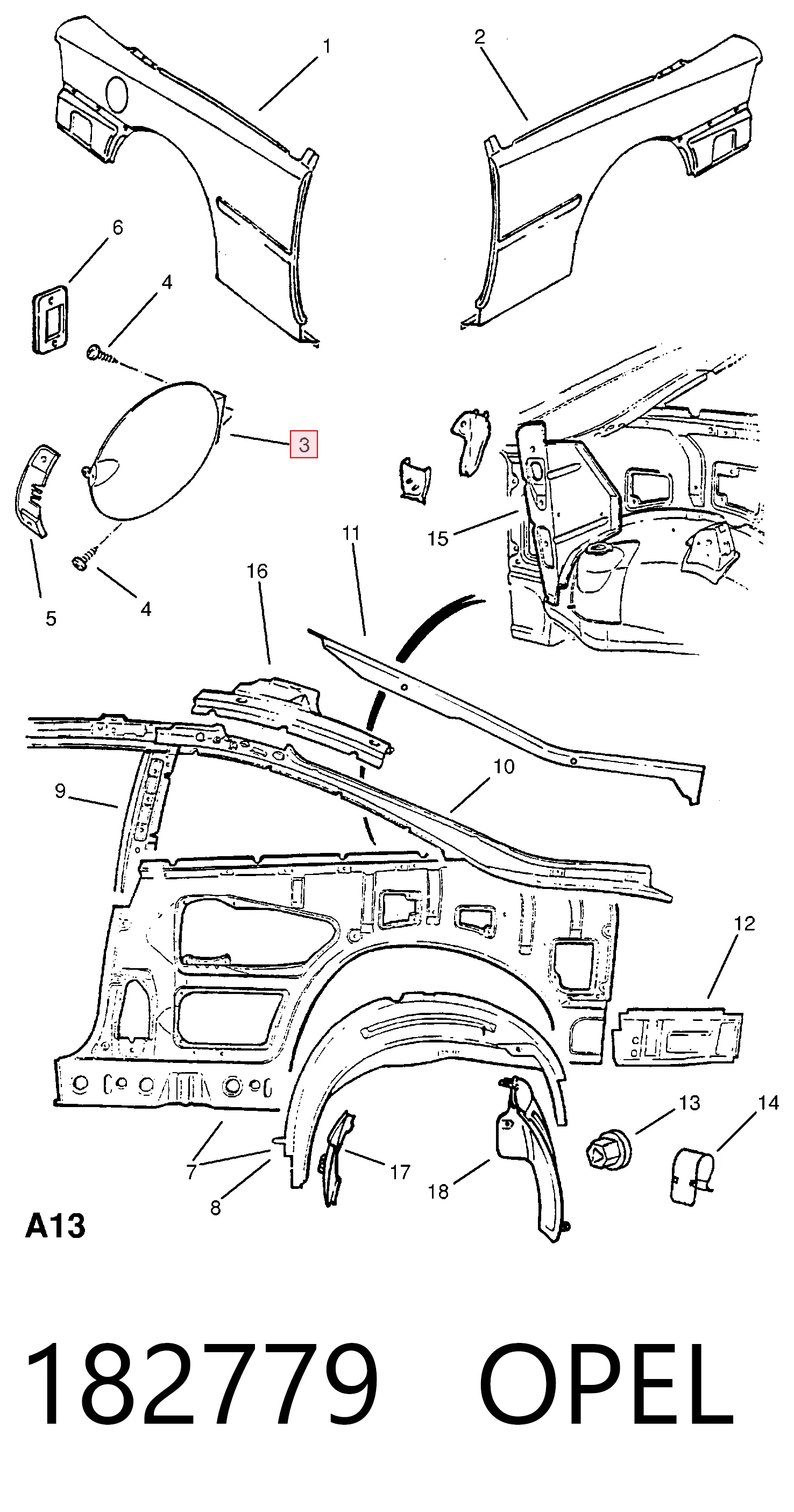 182779 Opel Дверка бензобака