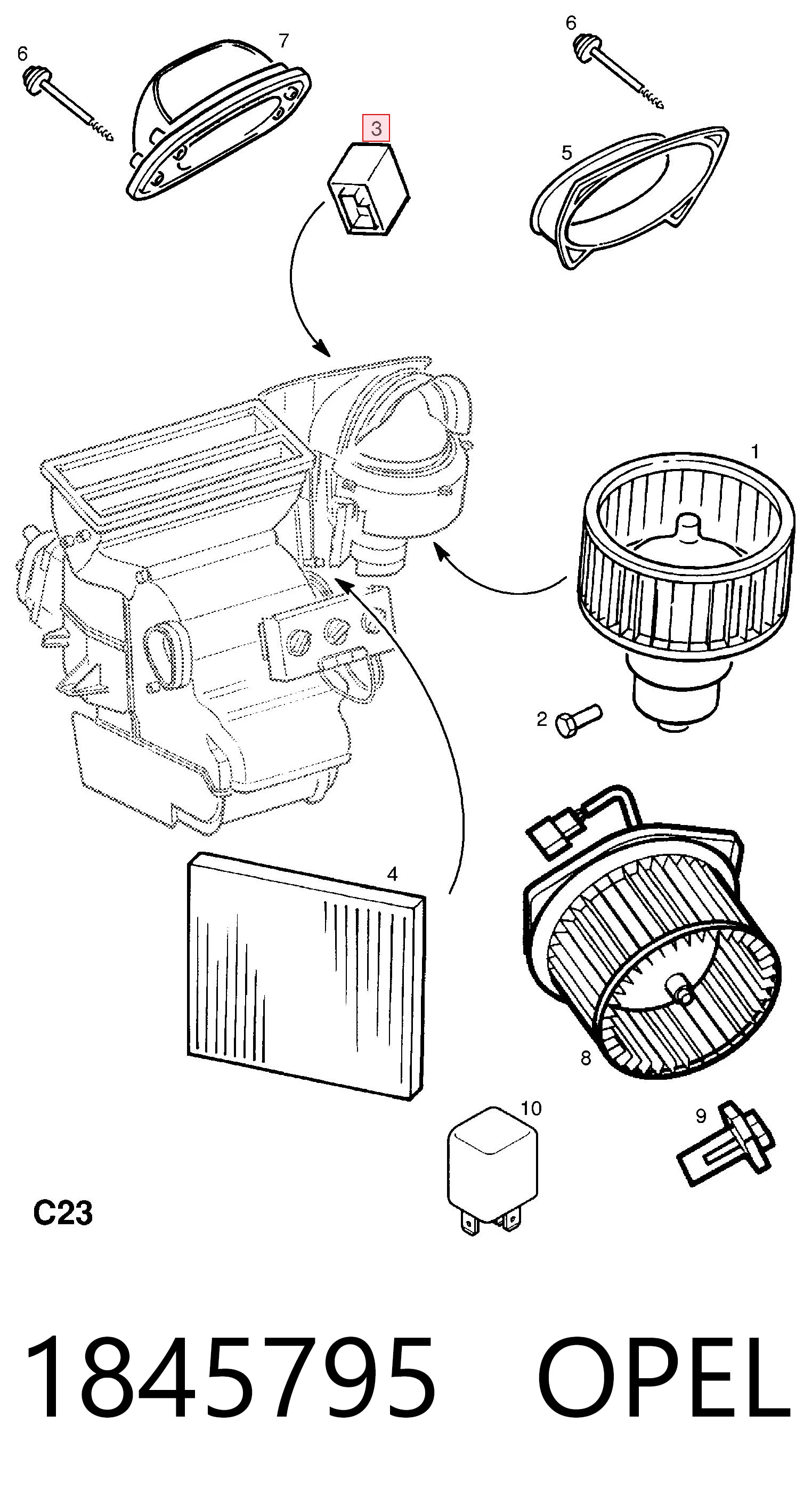 1845795 Opel Реле печки