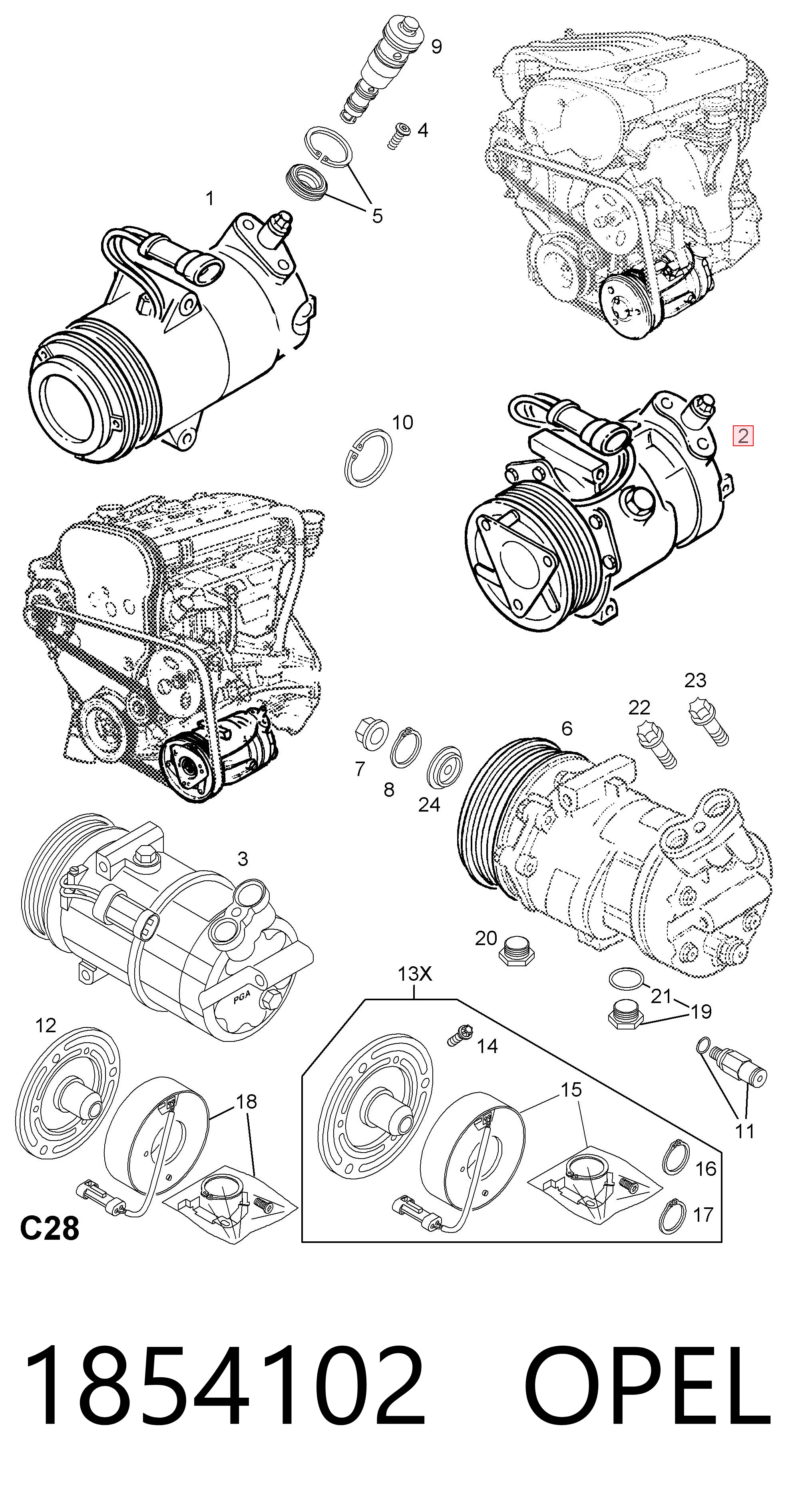 1854102 Opel Компрессор хладагента