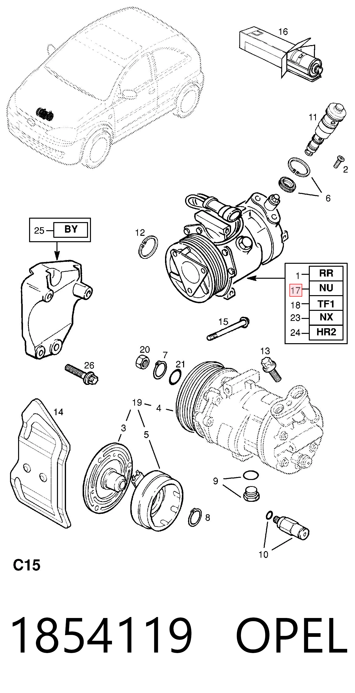 1854119 Opel Компрессор хладагента