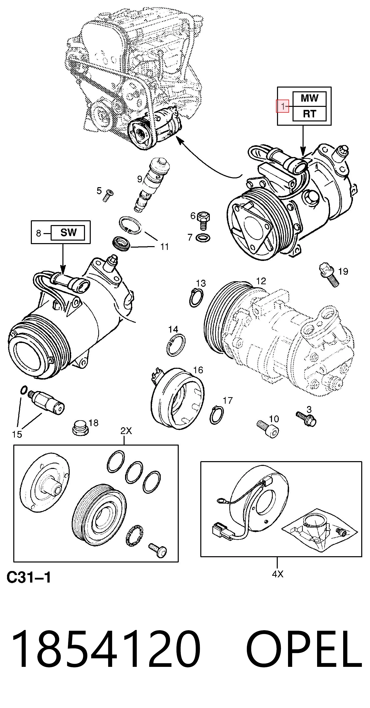1854120 Opel Компрессор хладагента