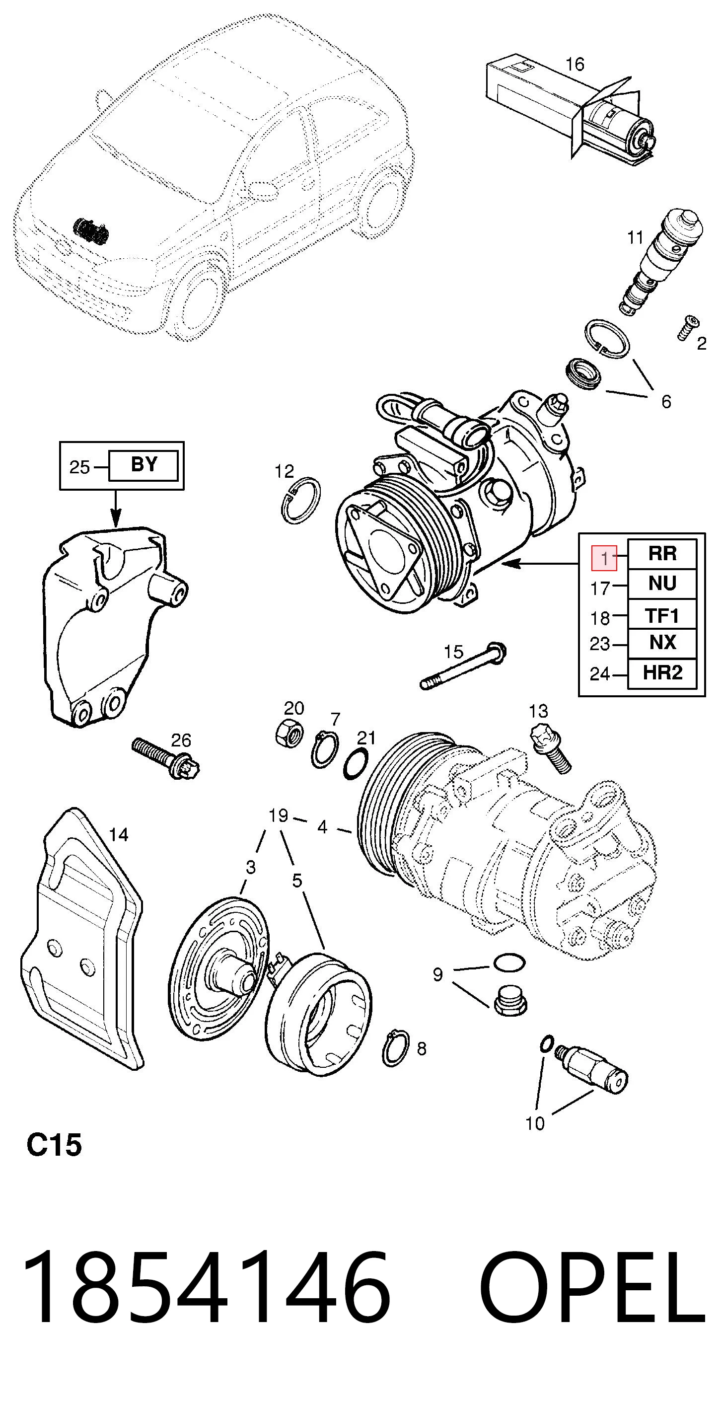 1854146 Opel Компрессор хладагента