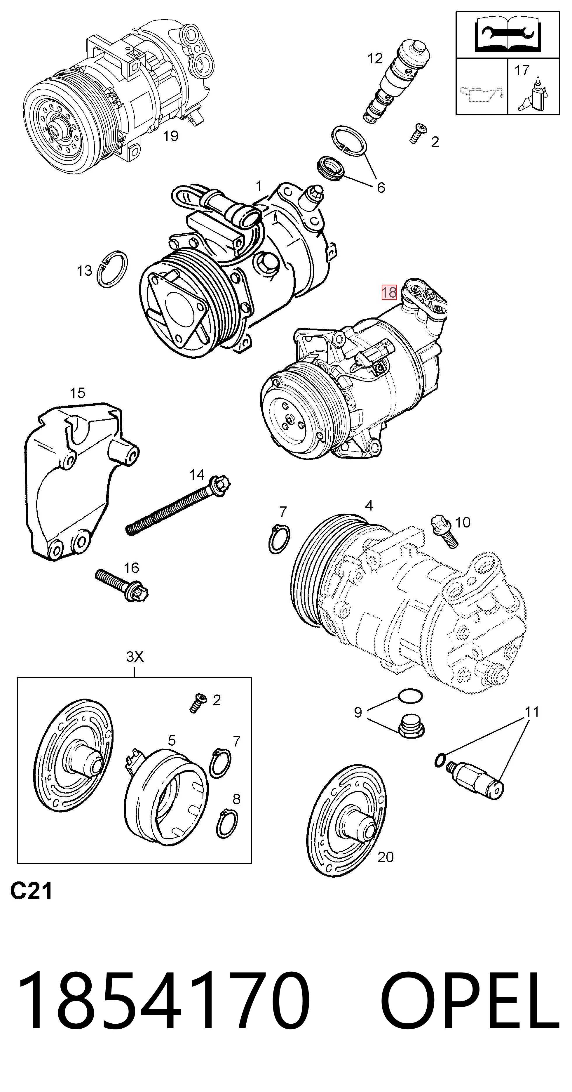 1854170 Opel Компрессор хладагента