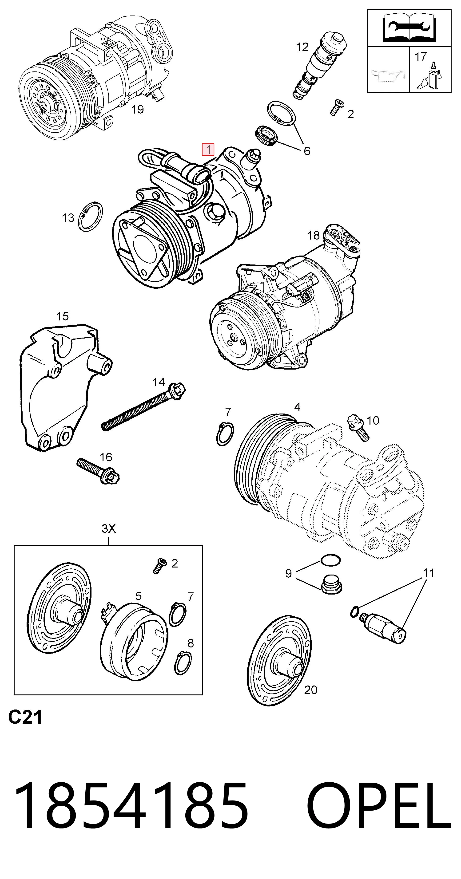 1854185 Opel Компрессор хладагента