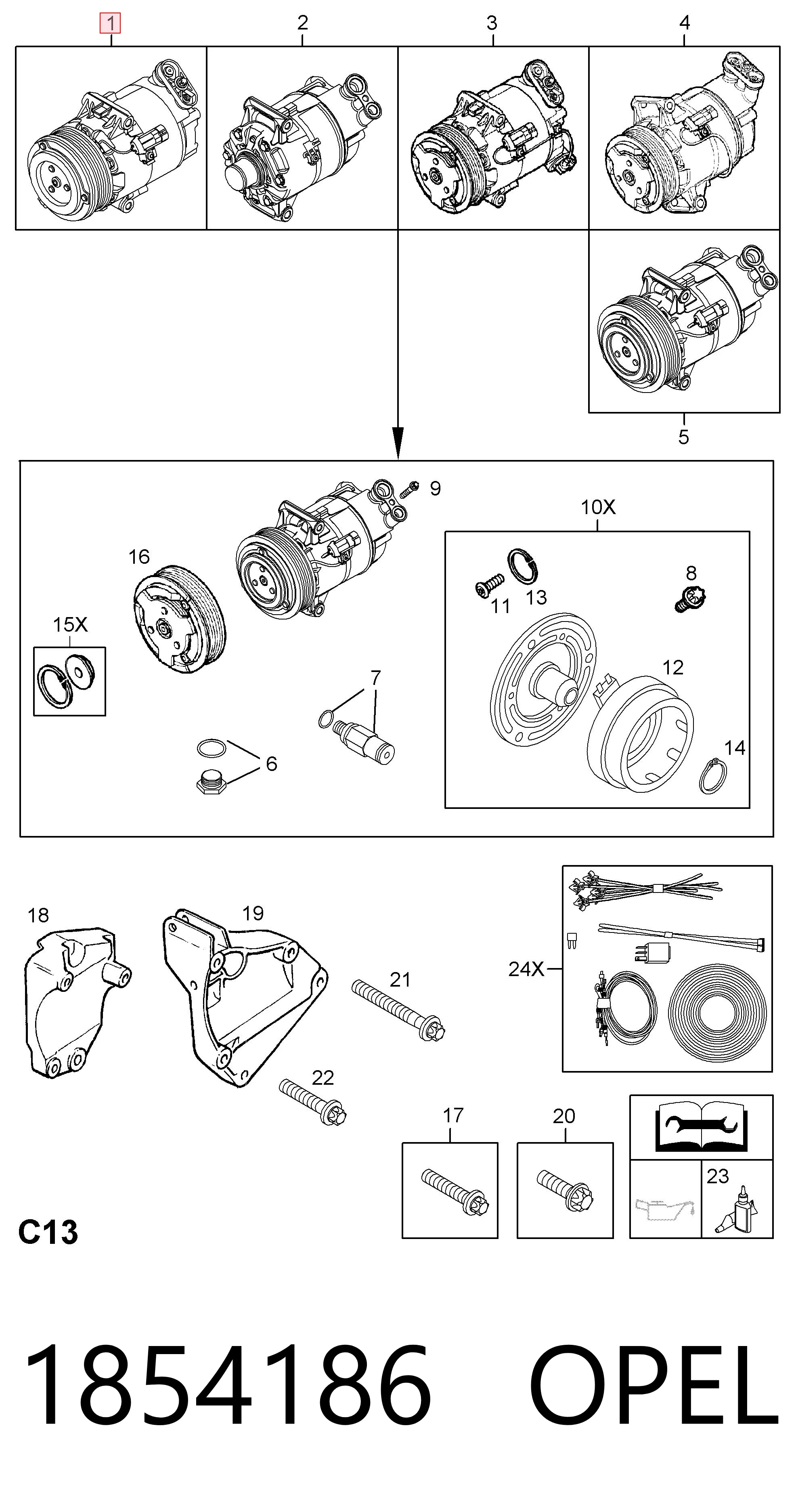 1854186 Opel Компрессор хладагента