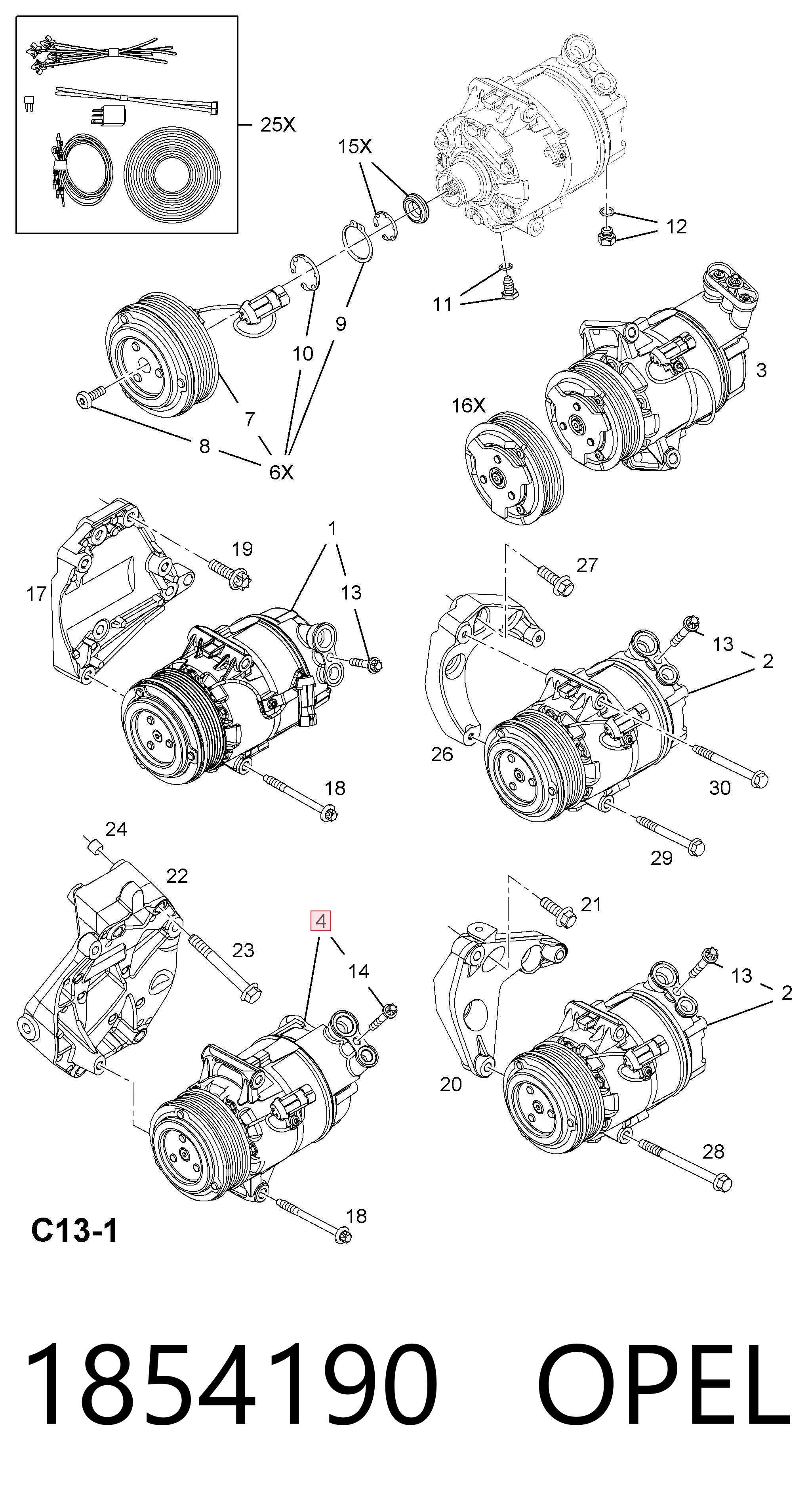 1854190 Opel Компрессор хладагента