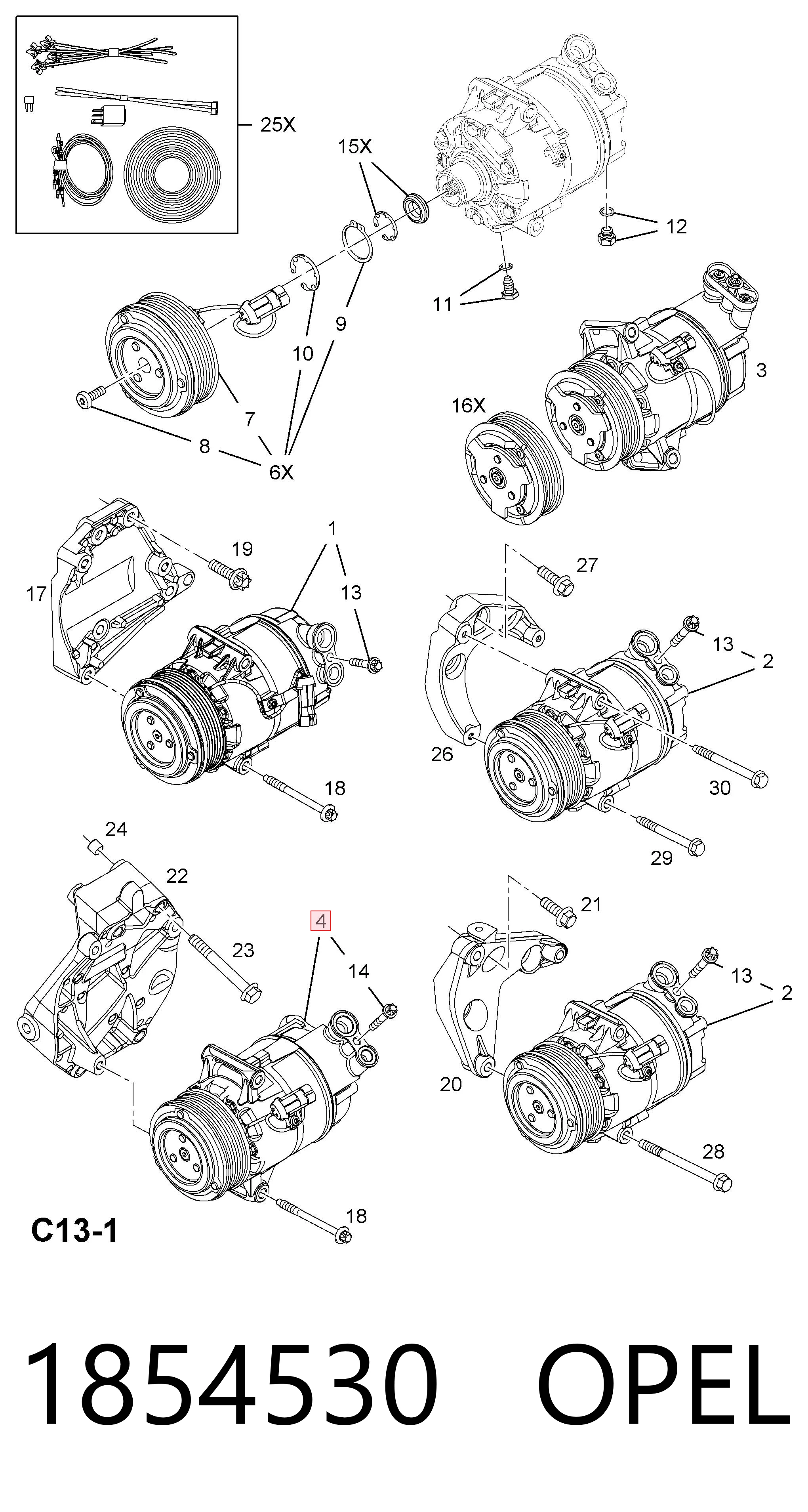 1854530 Opel Компрессор хладагента