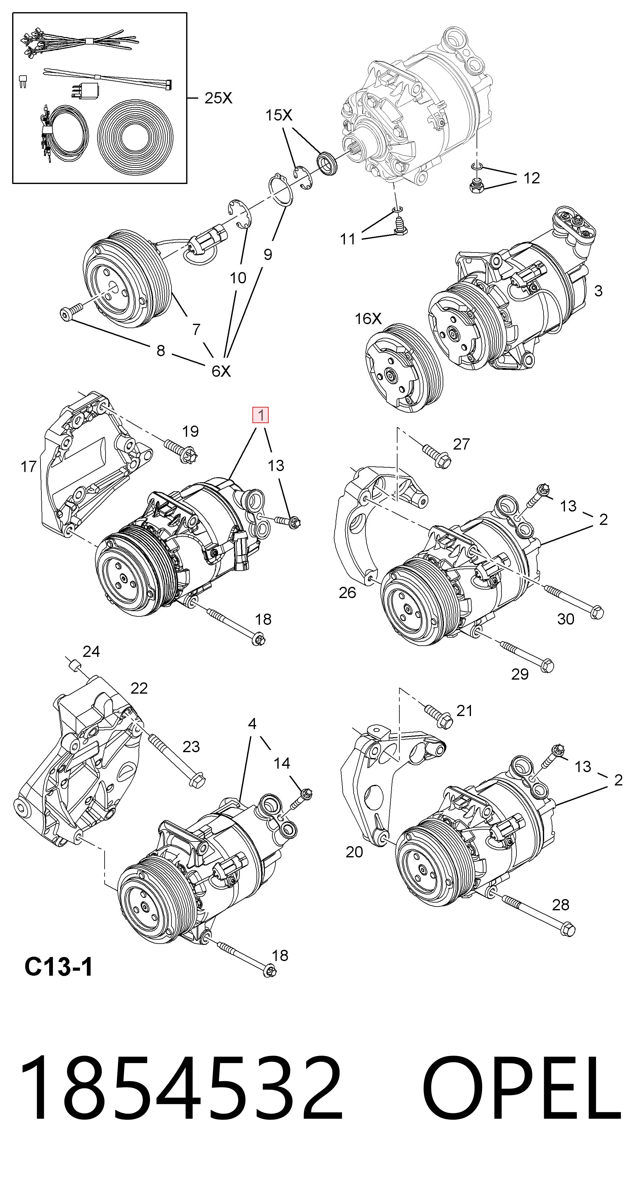 1854532 Opel Компрессор хладагента