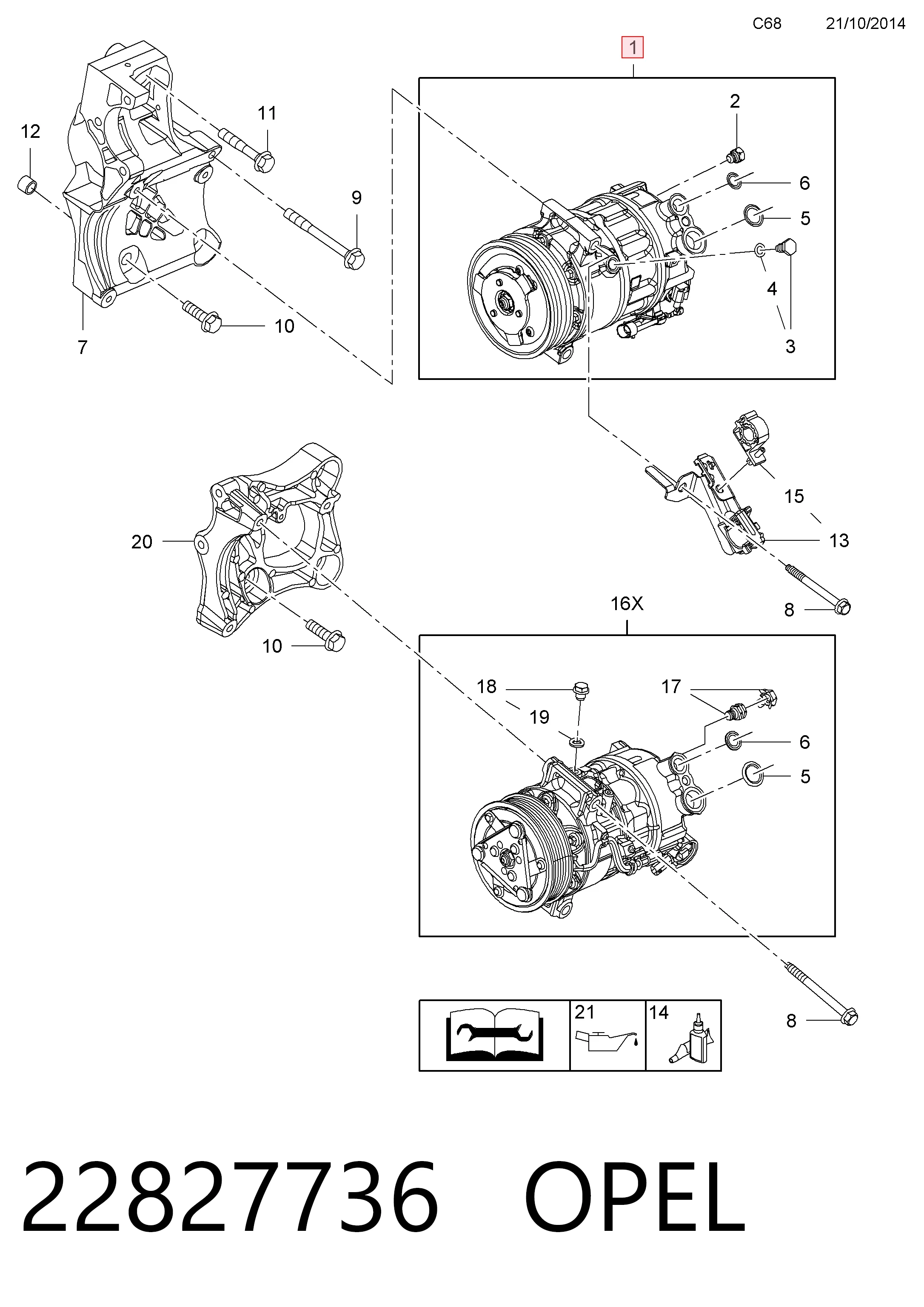 22827736 Opel Компрессор хладагента