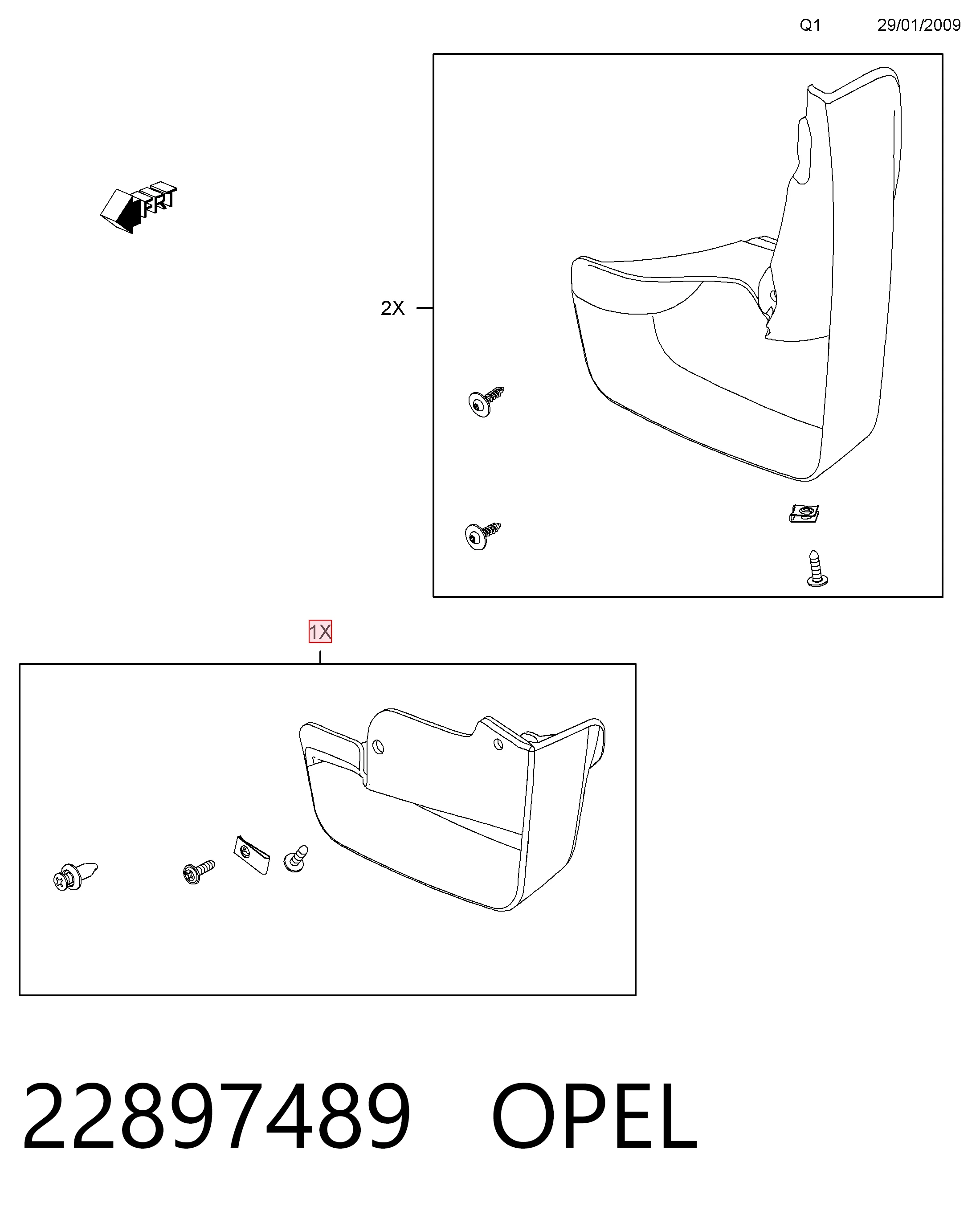 Комплект передних брызговиков на Opel Insignia A G09