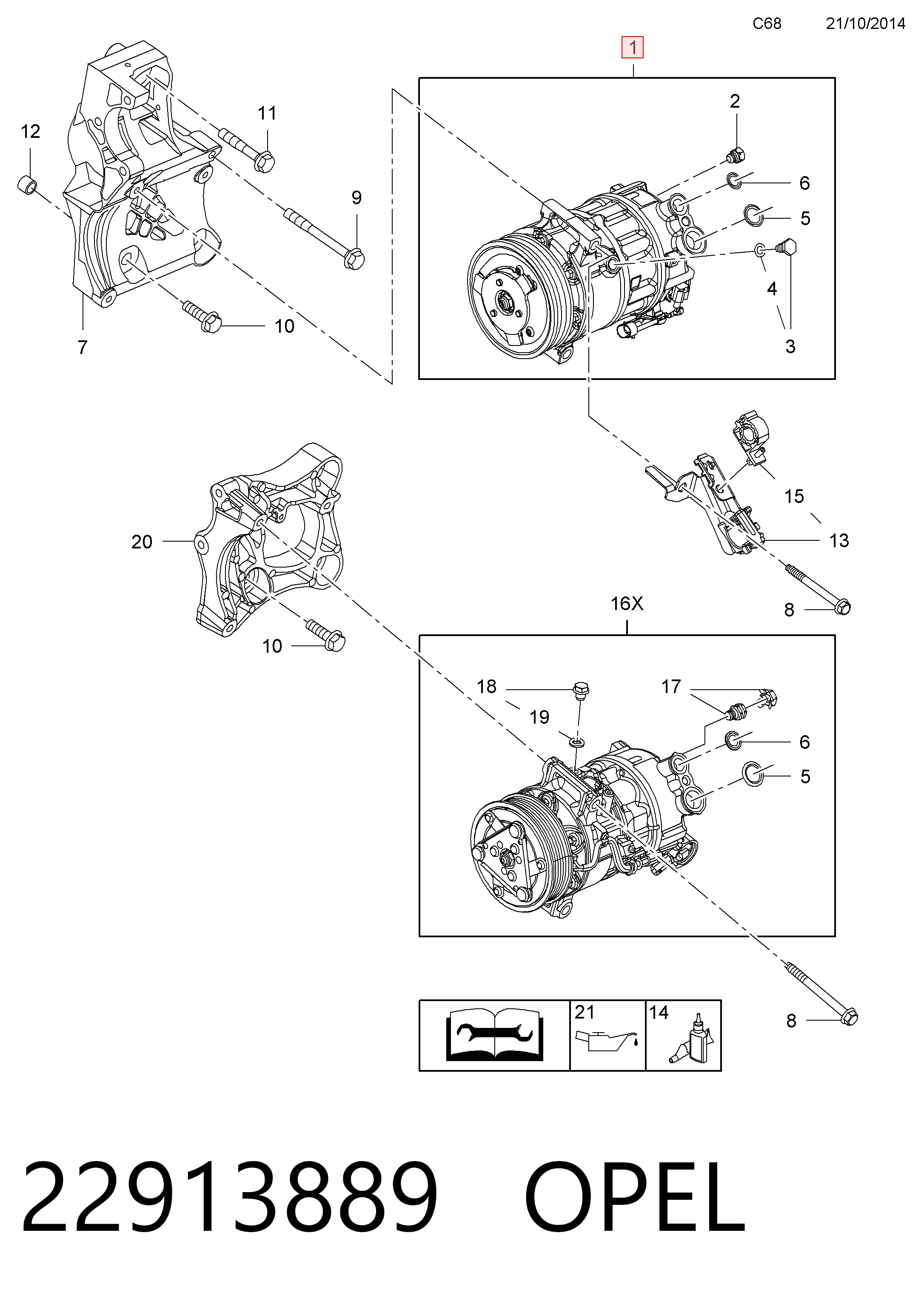 22913889 Opel Компрессор хладагента
