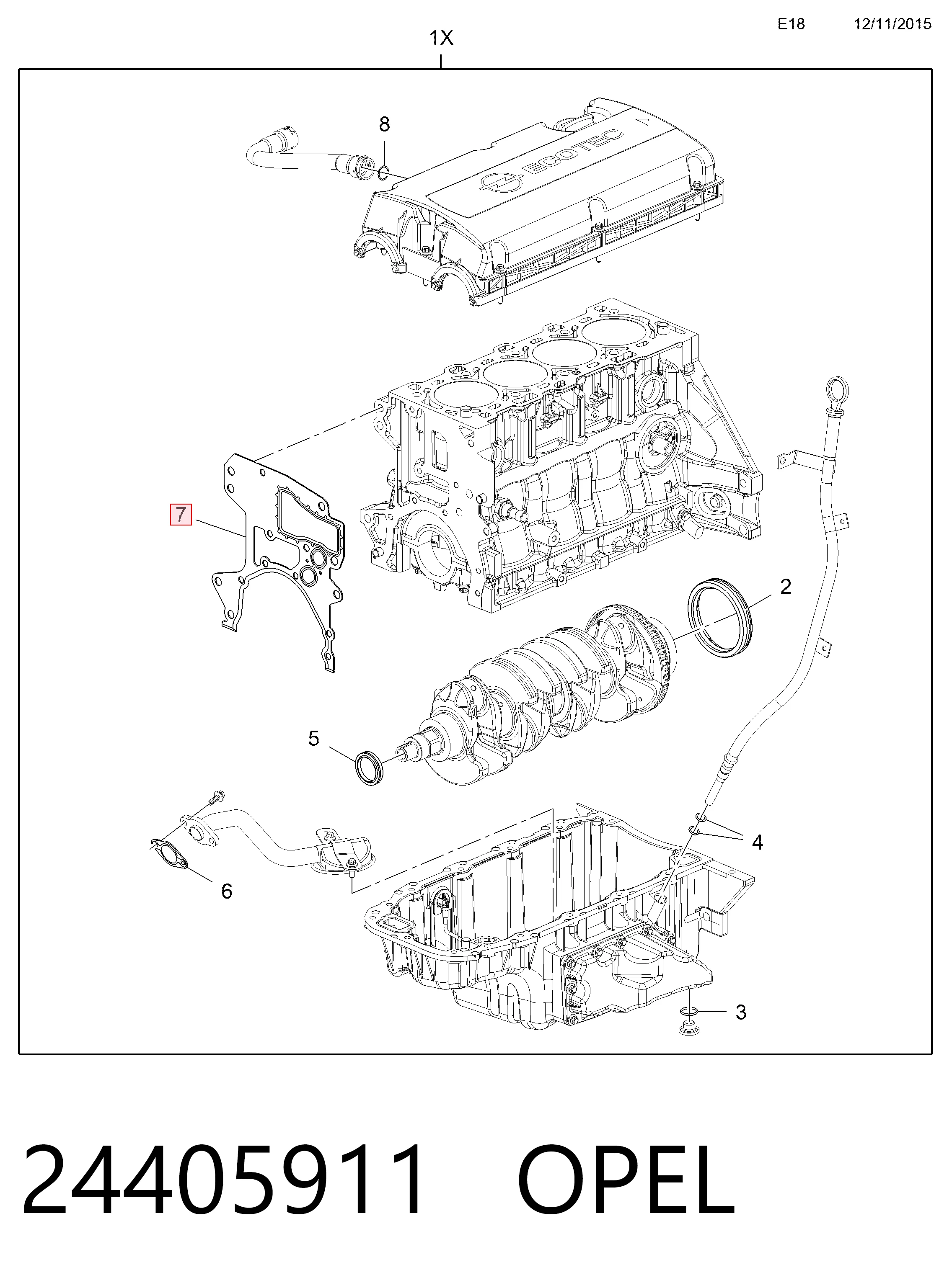 Прокладка передней крышки двигателя Parts-Mall P1ZC034