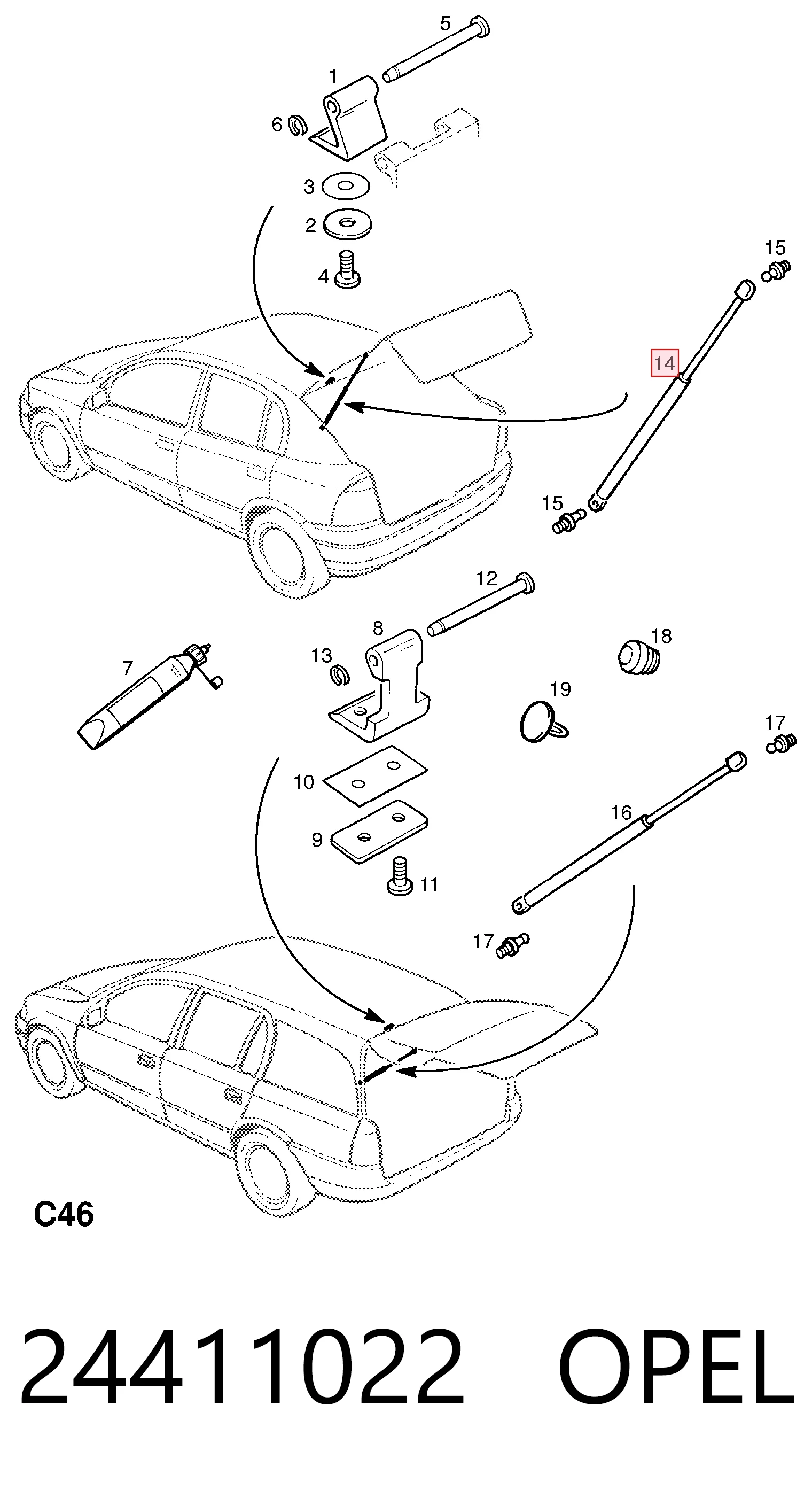 Купить 24411022 General Motors Амортизатор двери багажника