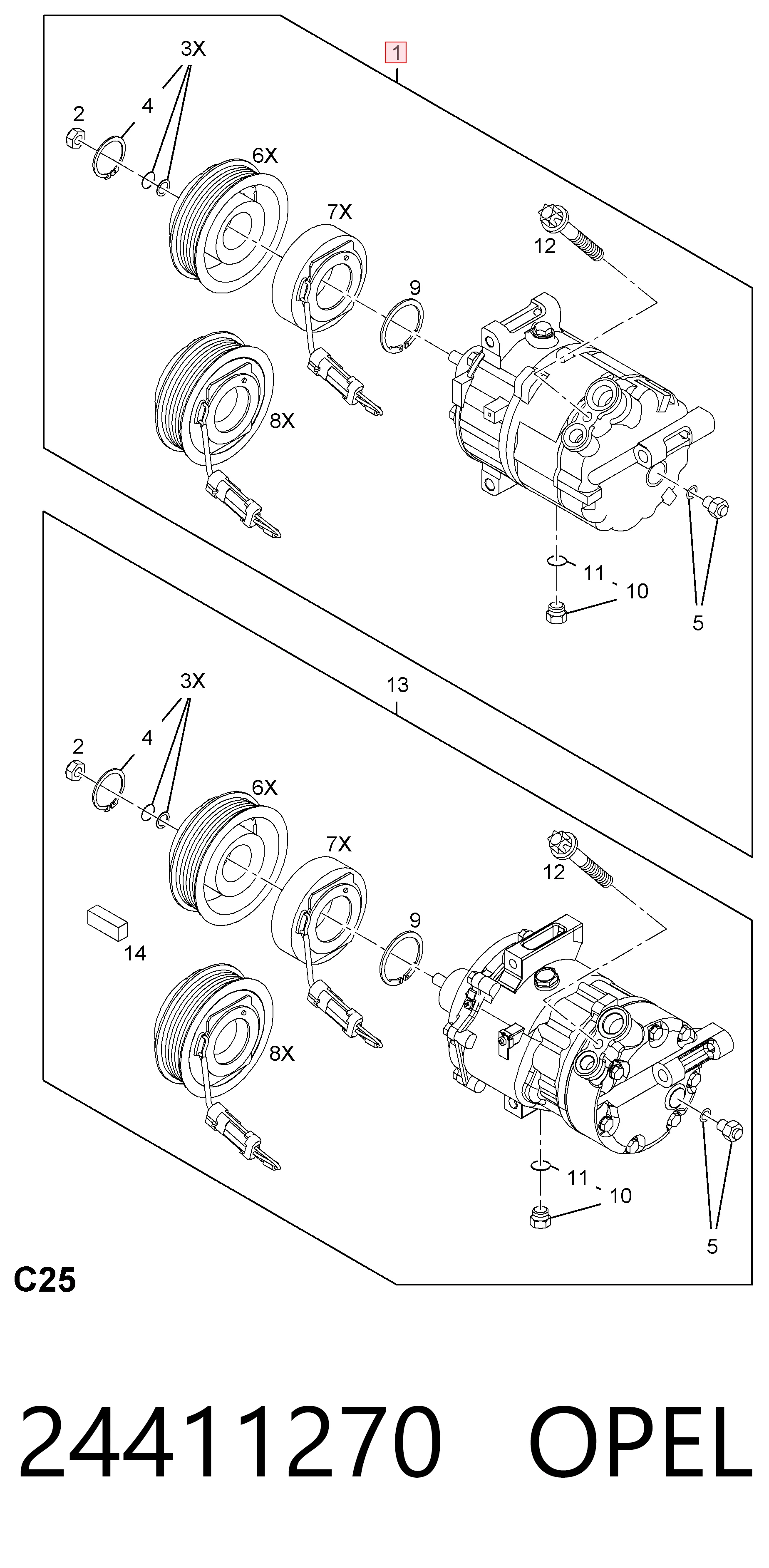24411270 Opel Компрессор хладагента