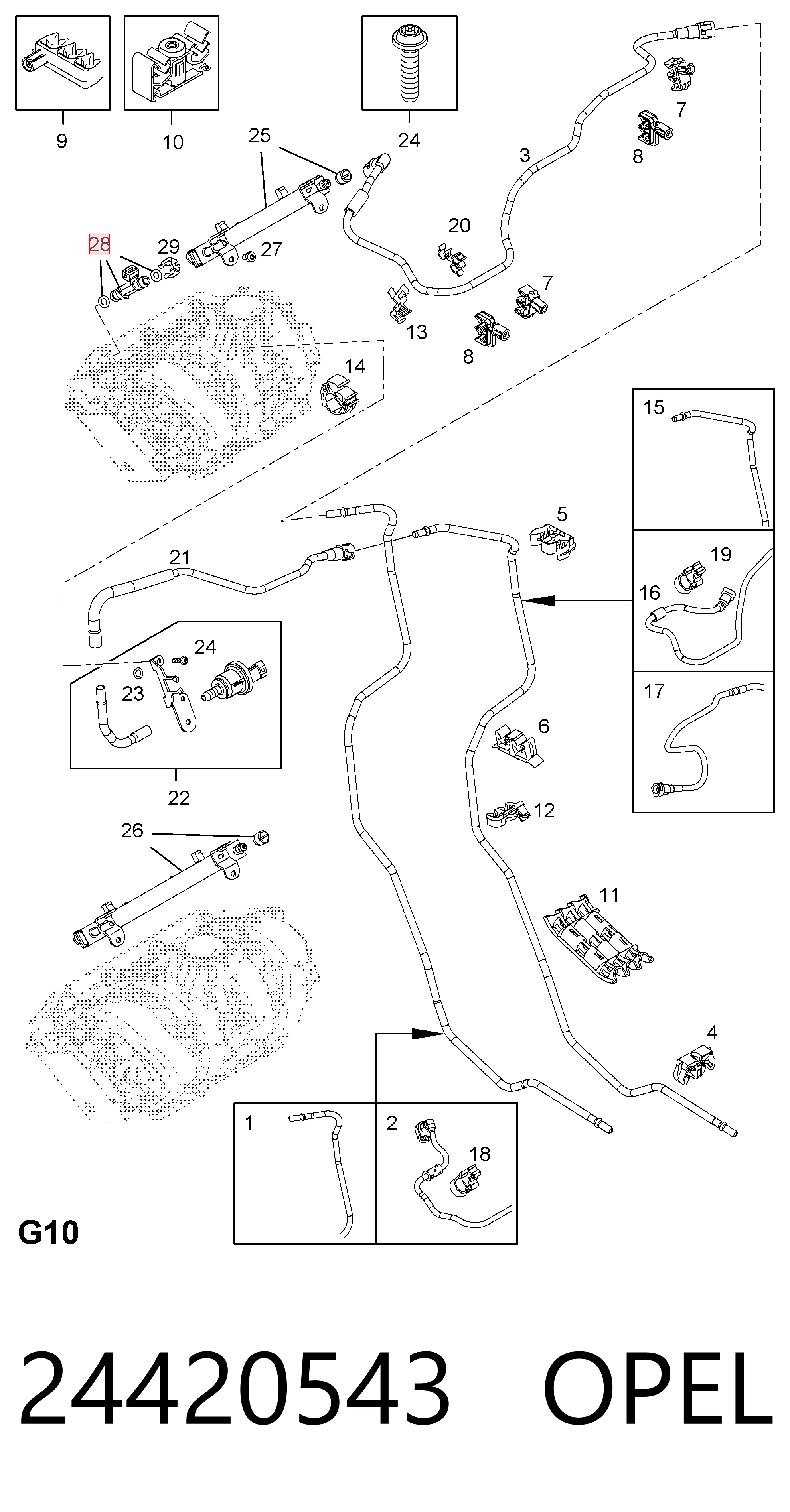 24420543 Opel Топливные форсунки