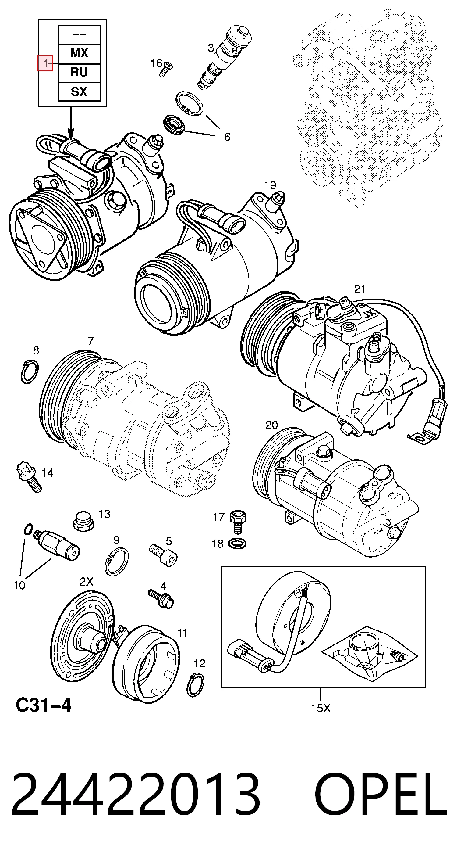 Компрессор кондиционера 6854027 General Motors