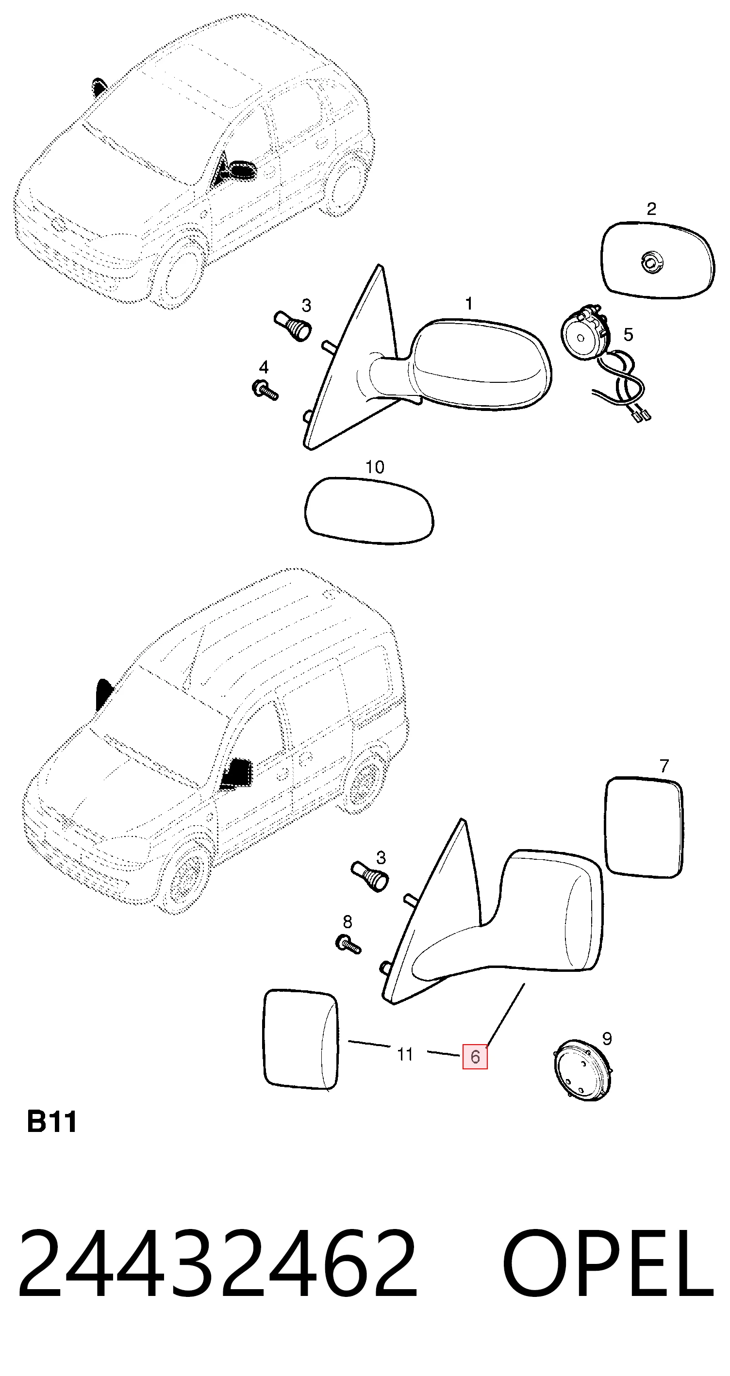 Зеркало левое General Motors 24400680
