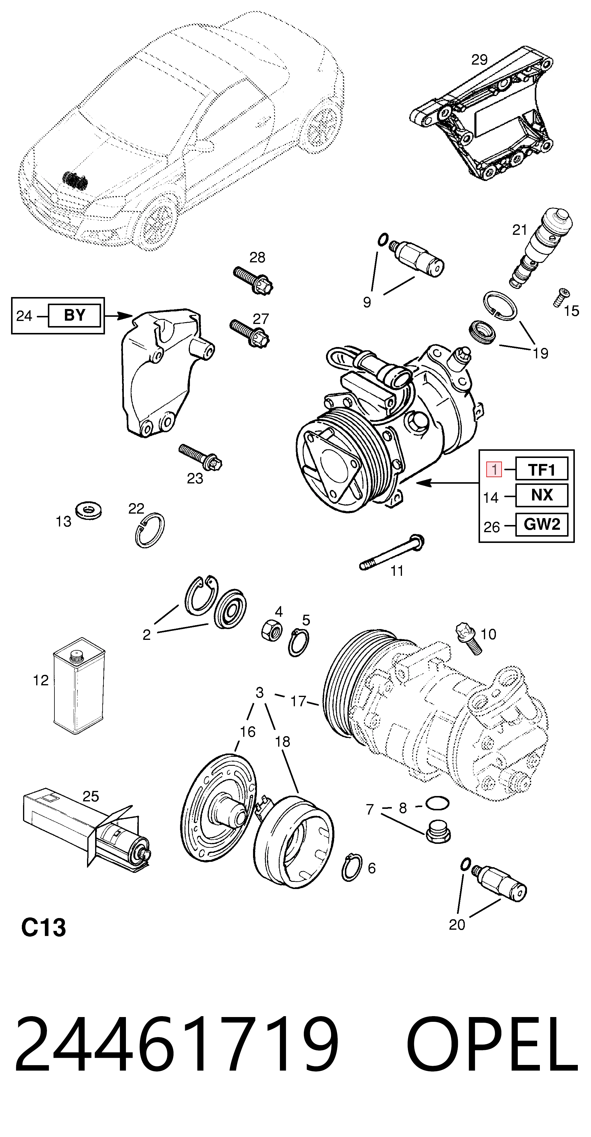 24461719 Opel Компрессор хладагента
