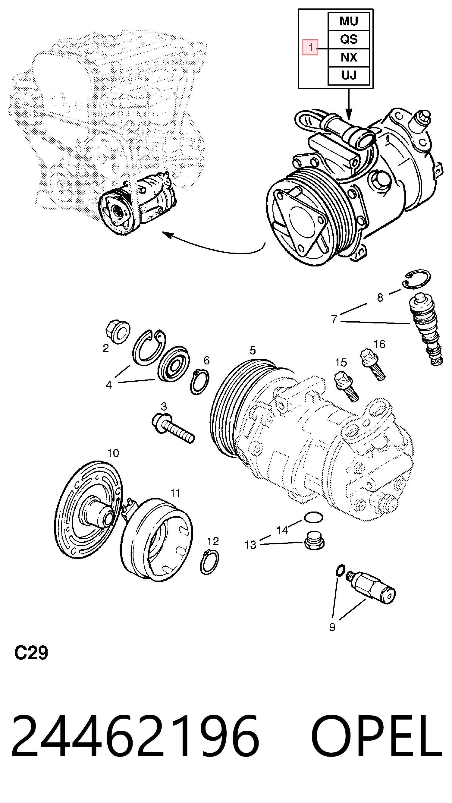 24462196 Opel Компрессор хладагента