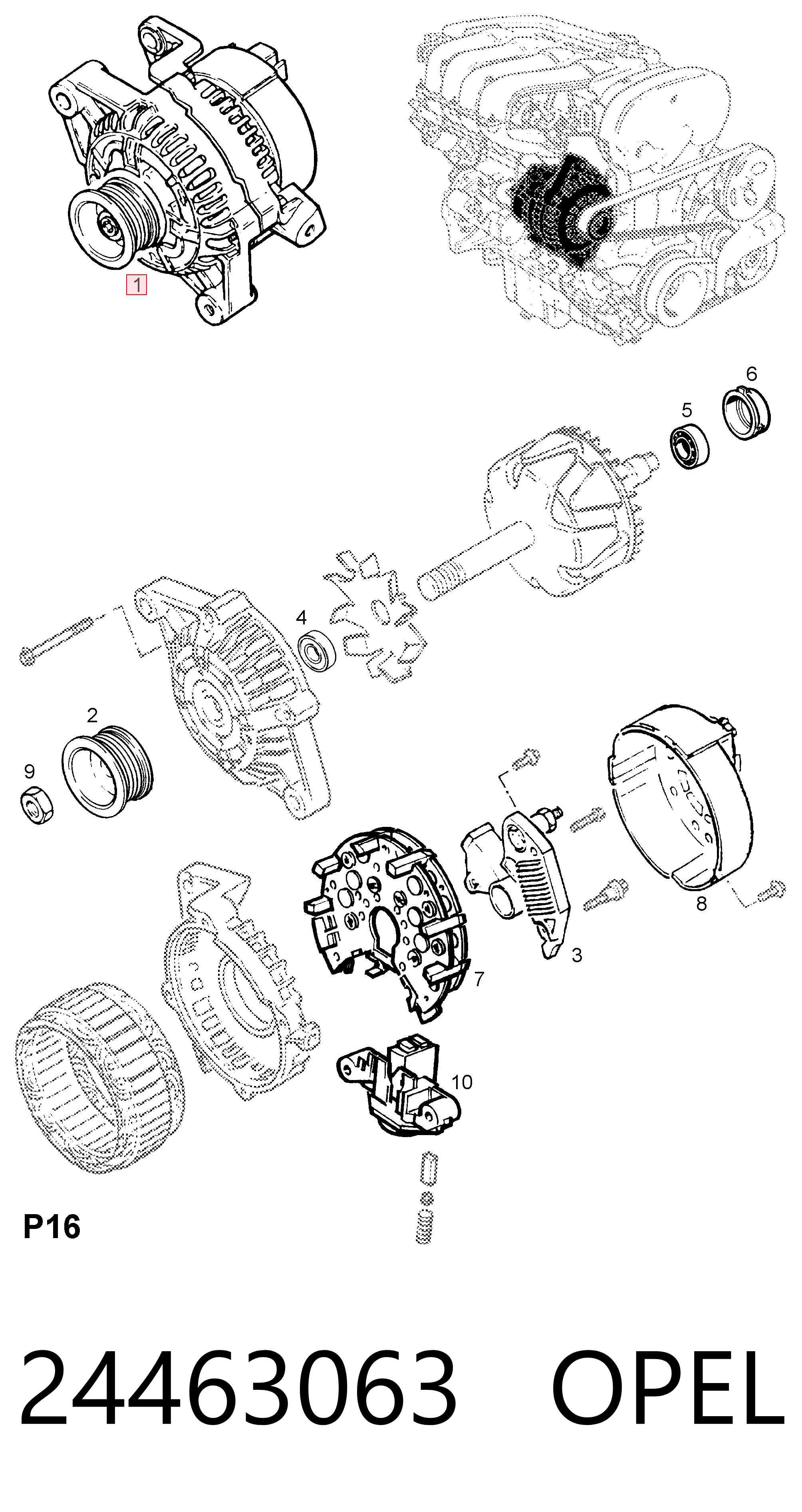 24463063 Opel Генератор автомобильный
