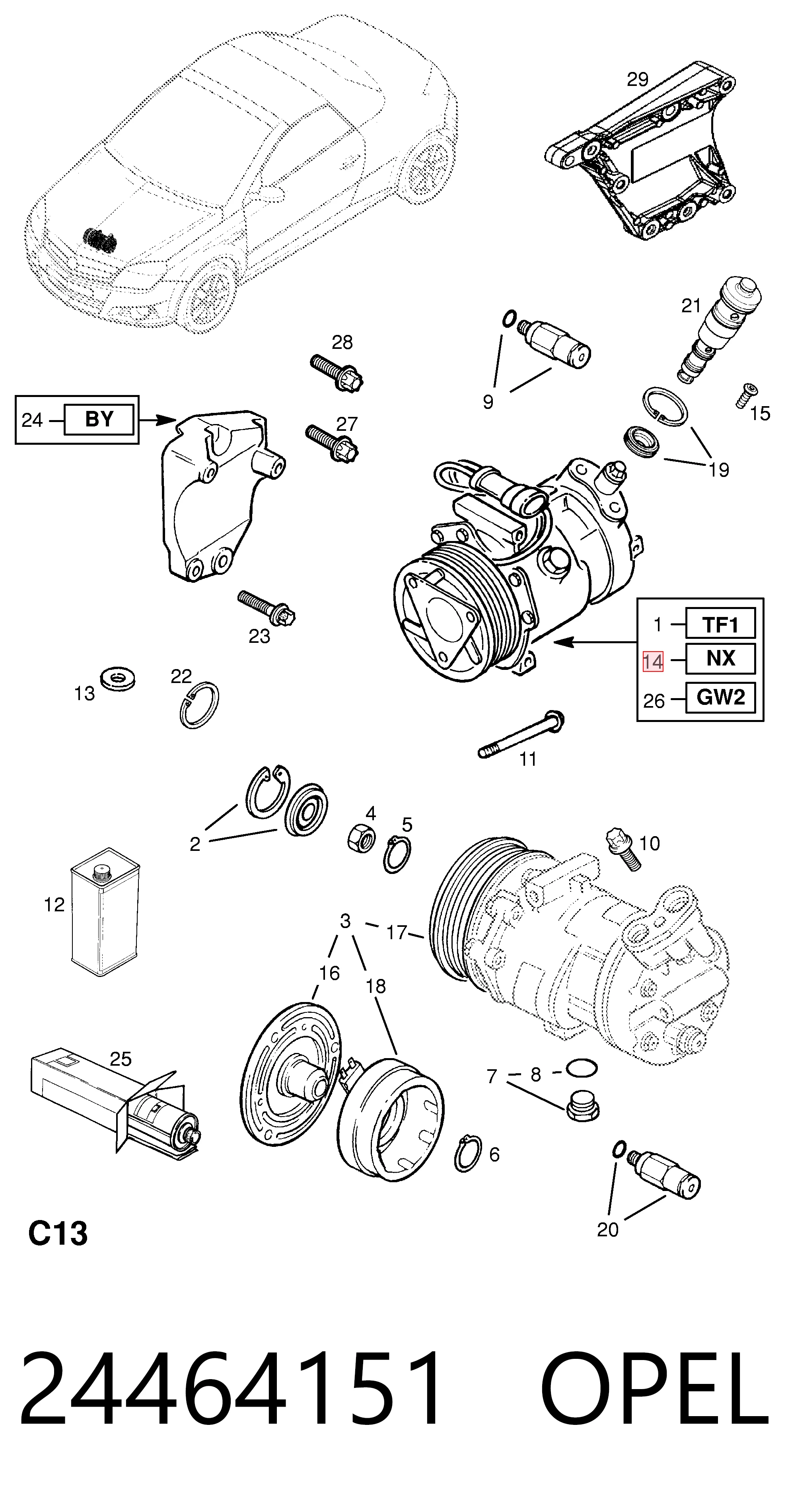 24464151 Opel Компрессор хладагента